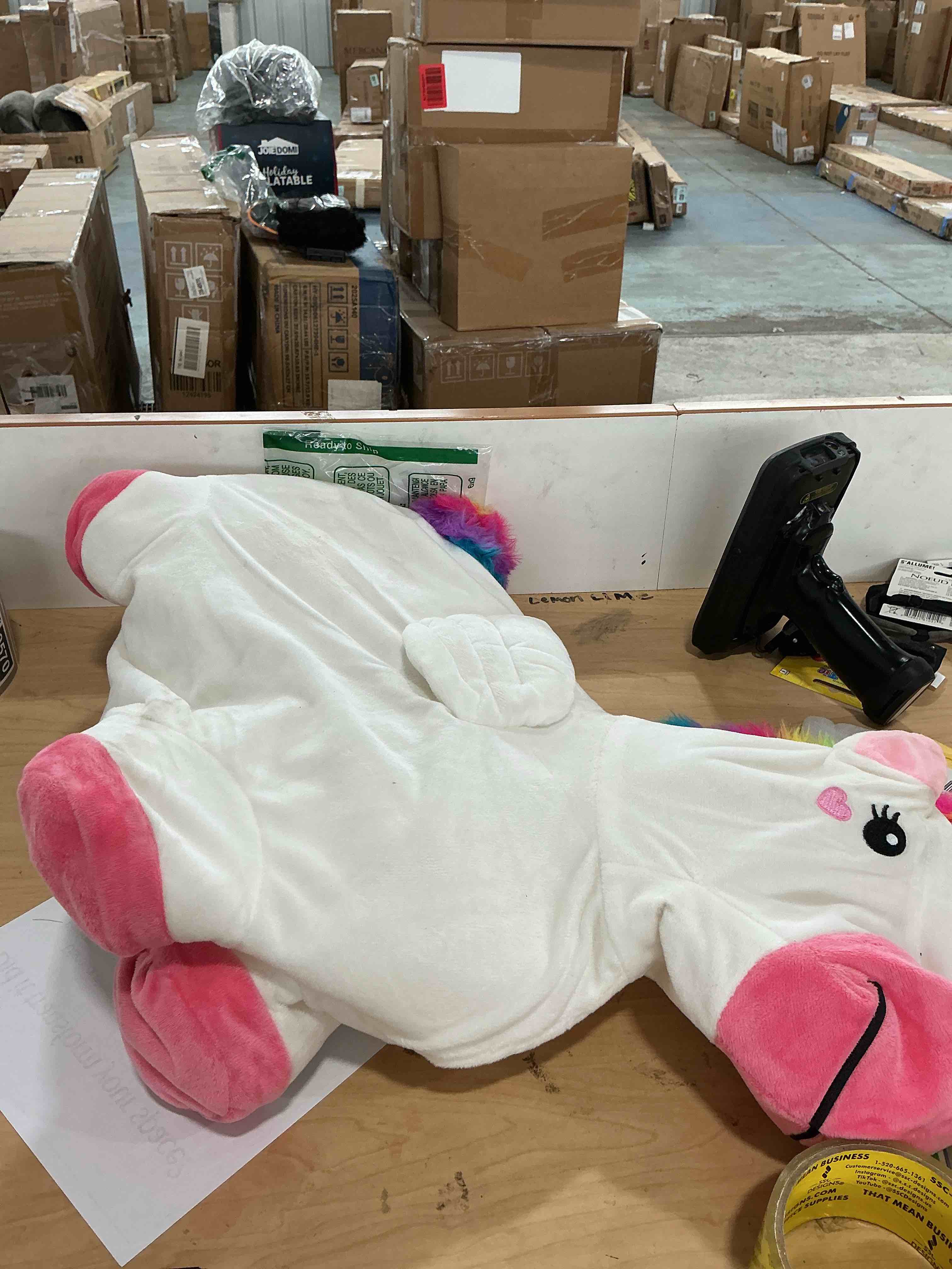 Condition photo showing As Is for iplay, ilearn bouncy pals hopping unicorn horse, toddler girl inflatable bouncing animal hopper toy, outdoor indoor plush ride on bouncer, baby birthday gift 18 month 2 3 4 year old kid - unicorn