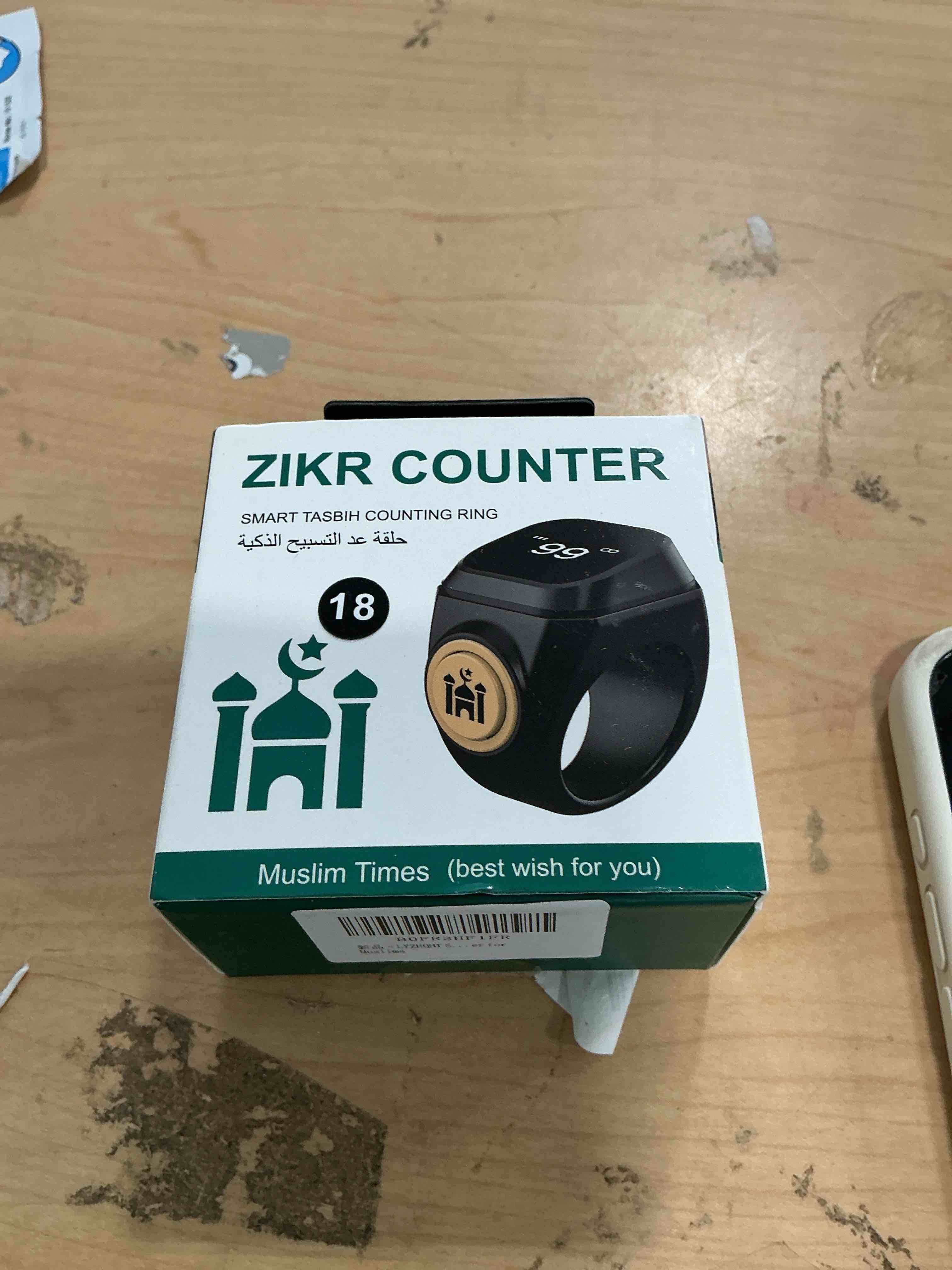 Condition photo showing New/Like New for smart tasbih counter,18mm(8) muslim digital azan alarm clock zikr ring,app support digital counter prayer reminder rings, waterproof 4 digit finger counter for muslims