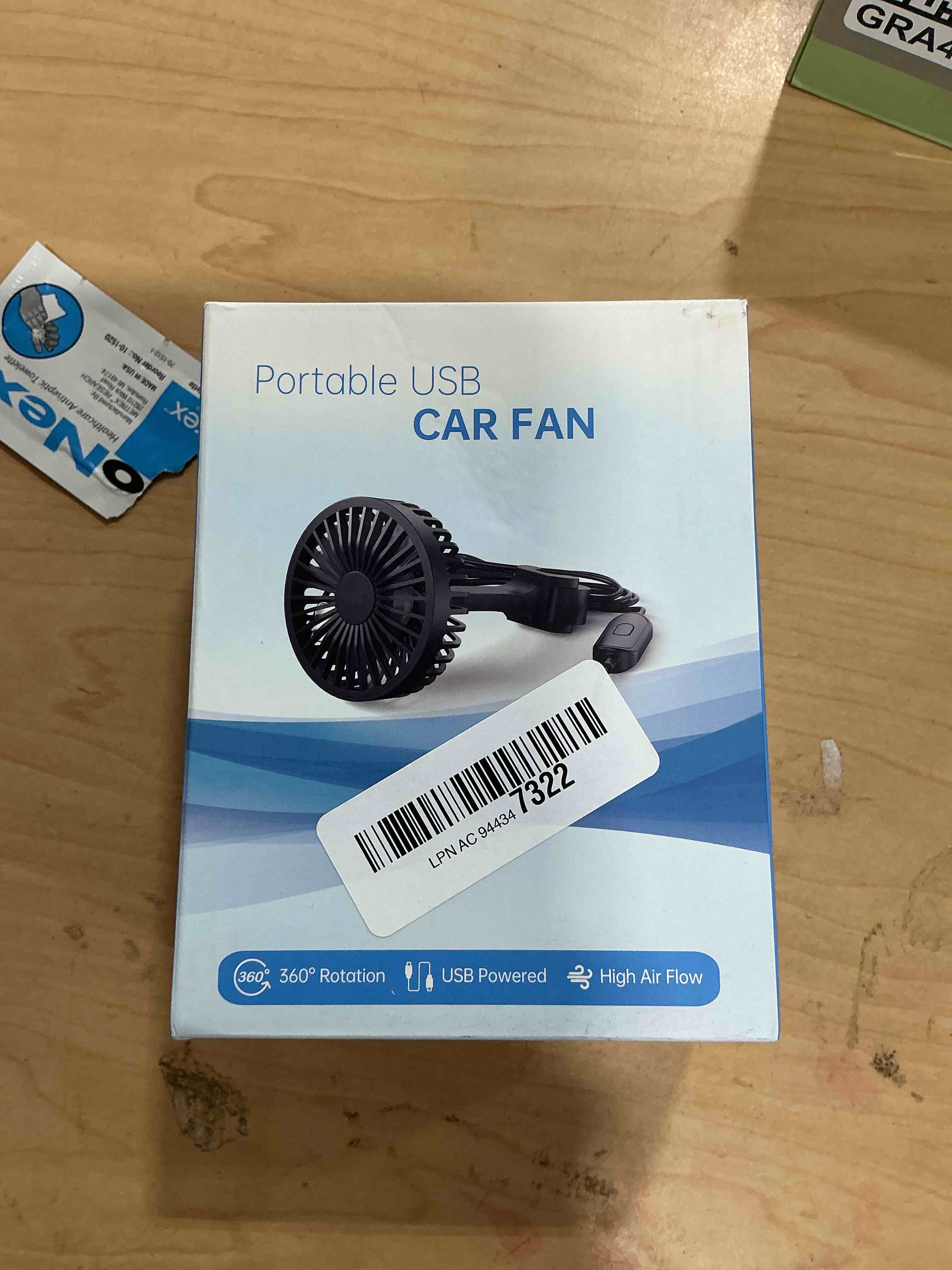 Condition photo showing New/Like New for tripole car fan for rear seat usb powered powerful 3 speed 5v fan with adjustable clip for vehicles suv rv