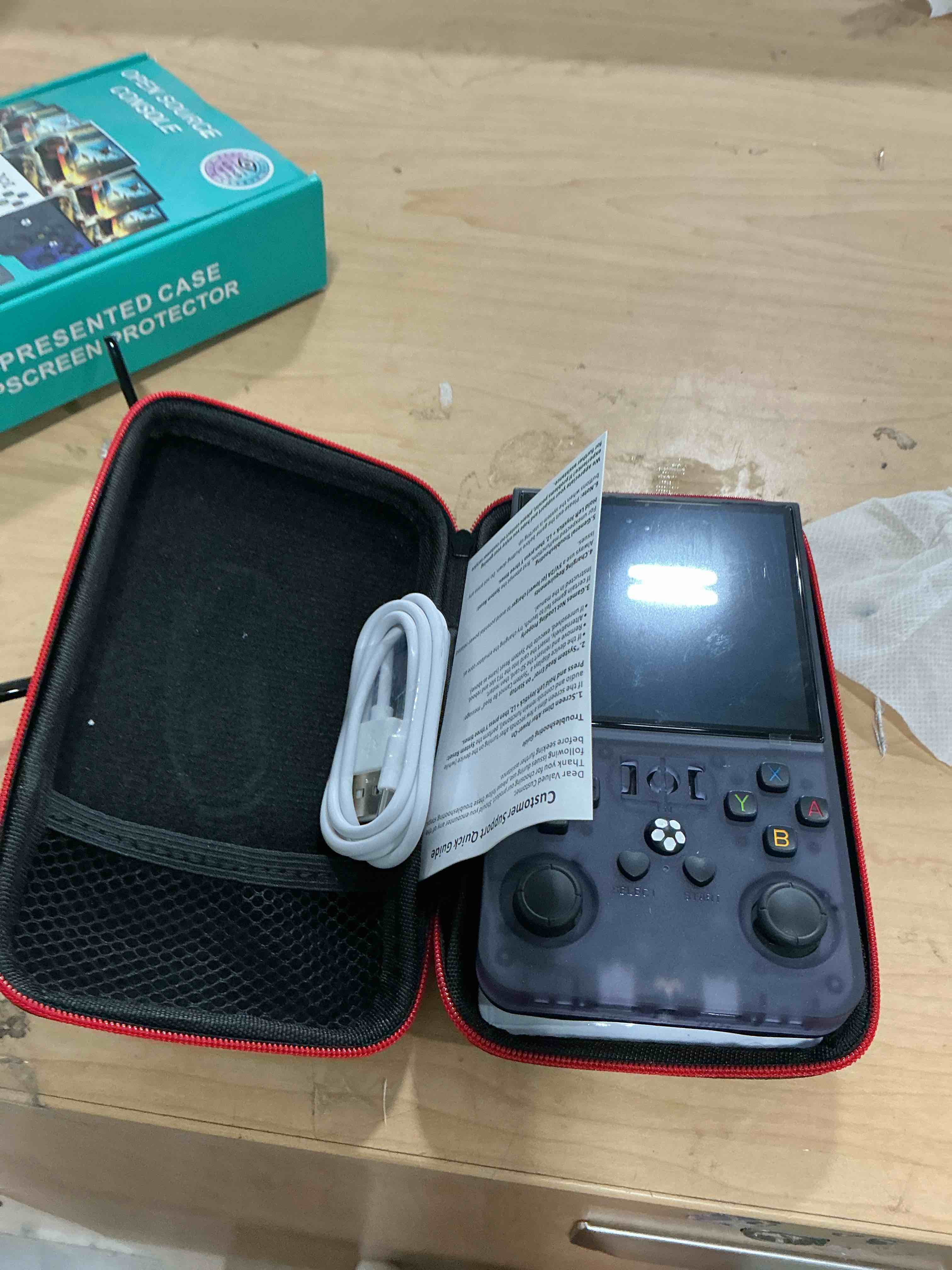 Condition photo showing New/Like New for r36max 2 retro handheld console, 4.5" ips hd portable gaming emulator, detachable grip, 20000+ classic arcade games, open source linux & 4000mah battery (black-128g)