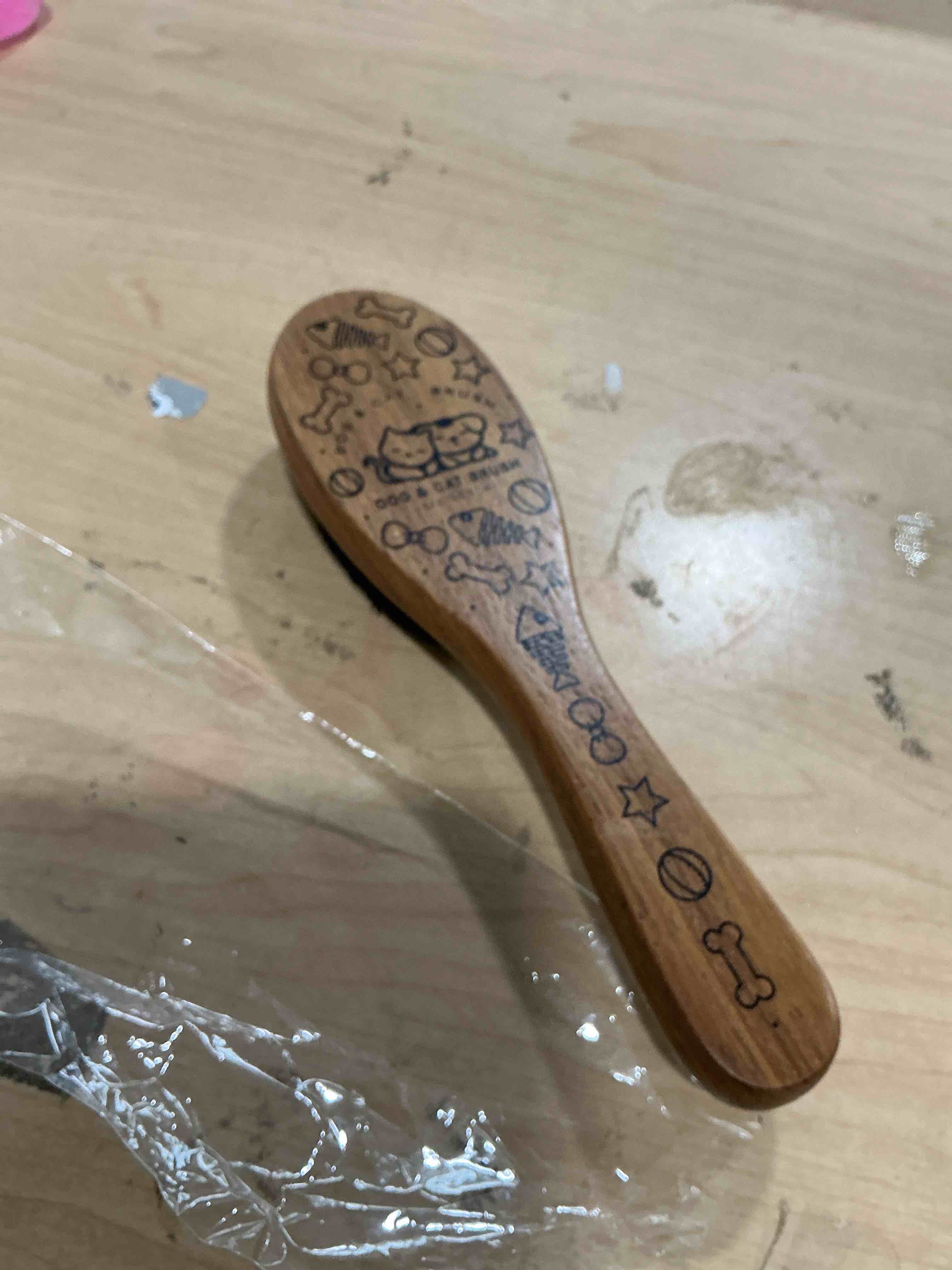 Condition photo showing New/Like New for soft cat and dog grooming brush for small & large pets | soft boar bristles, wood handle, small size, gentle grooming for long & short hair