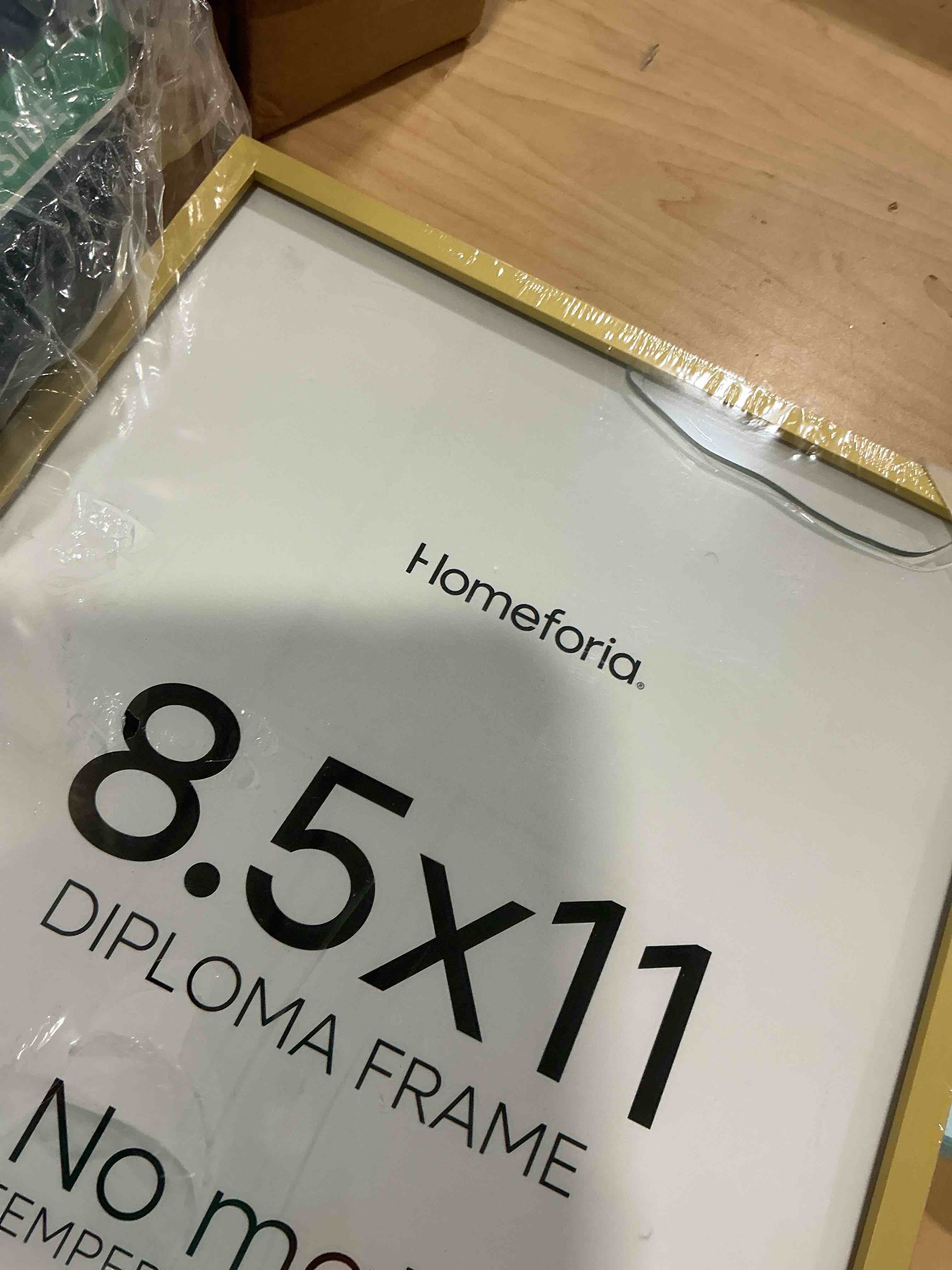 Condition photo showing As Is for golden state art 8.5x11 gold aluminum certificate frame real glass front | metal diploma frame with tabletop easel stand & wall mount hooks, great for certificate document cpa master degree