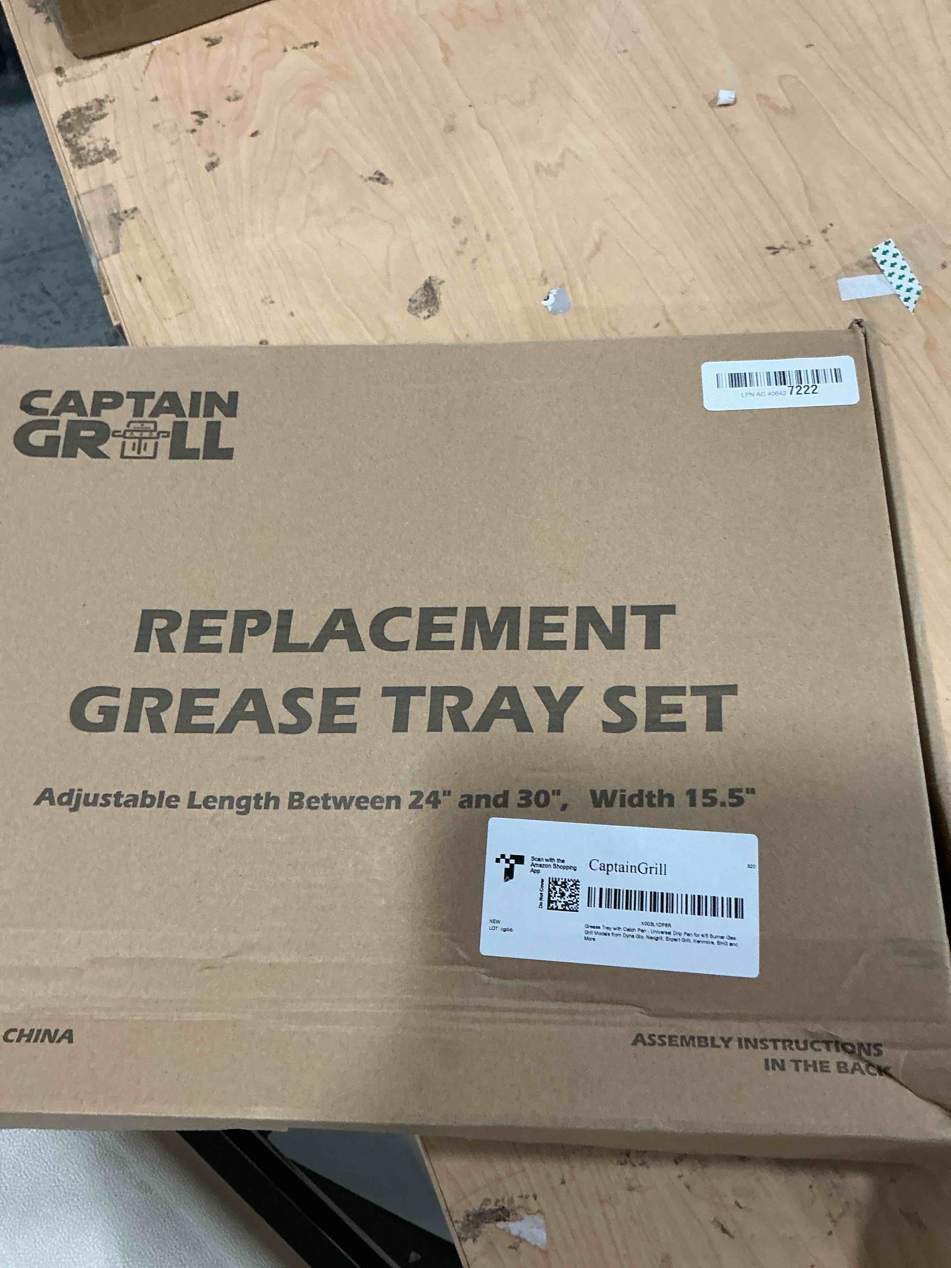 Condition photo showing New/Like New for captaingrill grease tray with catch pan - dyna glo grill replacement parts, universal drip pan for 4/5 burner gas grill models from dyna glo, nexgrill, expert grill, kenmore, bhg and more (24"-30")