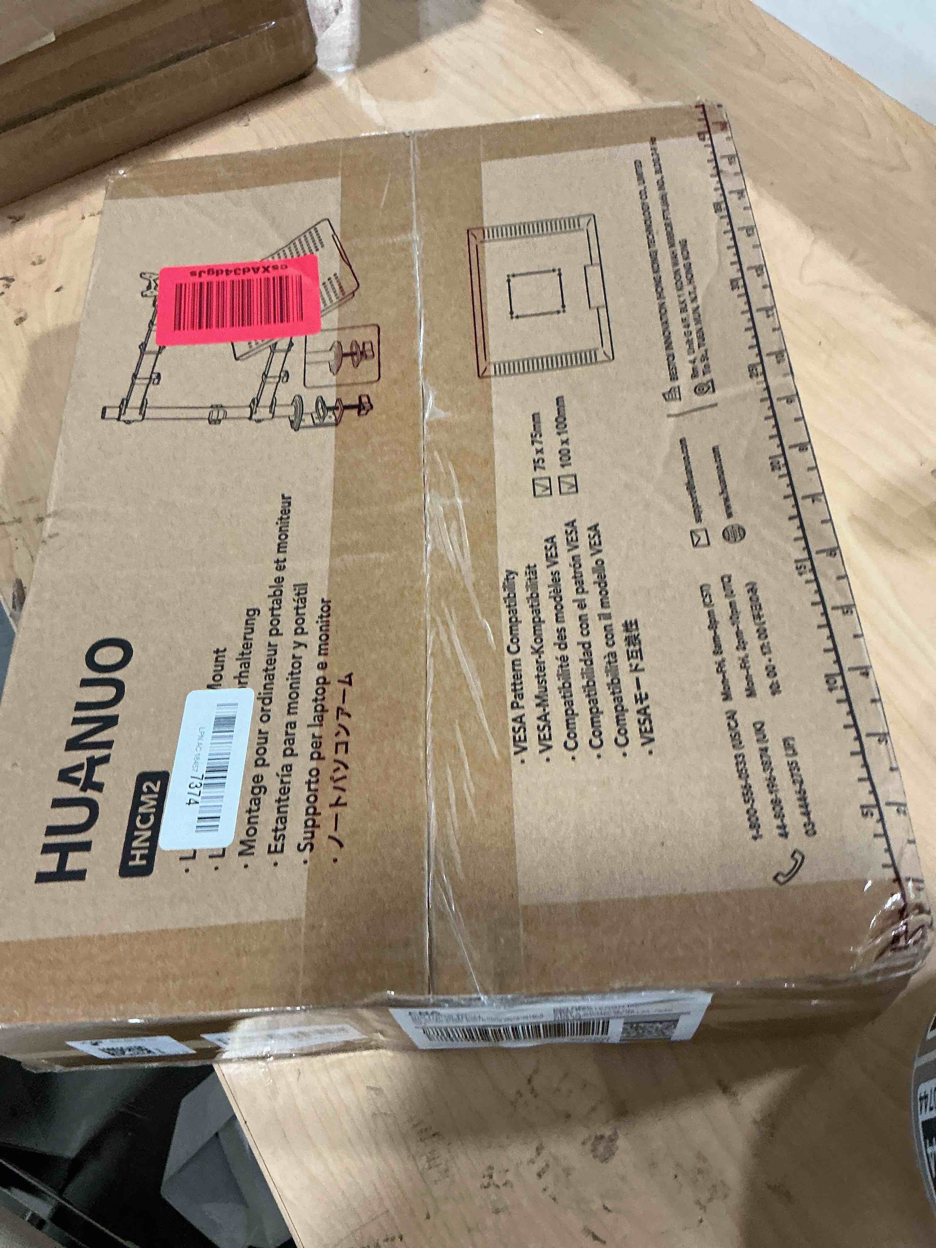 Condition photo showing New/Like New for huanuo adjustable monitor stand, single arm desk mount for 32 inch screen and 17 inch laptop, heavy duty ergonomic bracket holds 22lbs