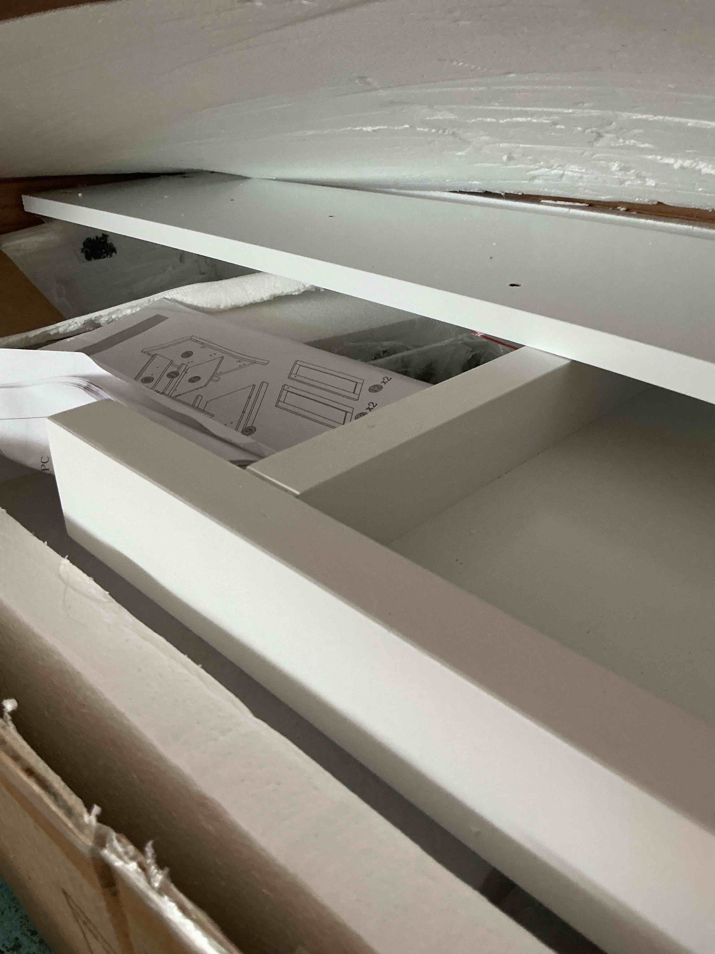 Condition photo showing New/Like New for amerlife 60? bathroom vanity with sink combo, modern double sink vanity 30-min quick assembly, solid wood vanity cabinet with 3 storage drawers & adjustable shelves, white