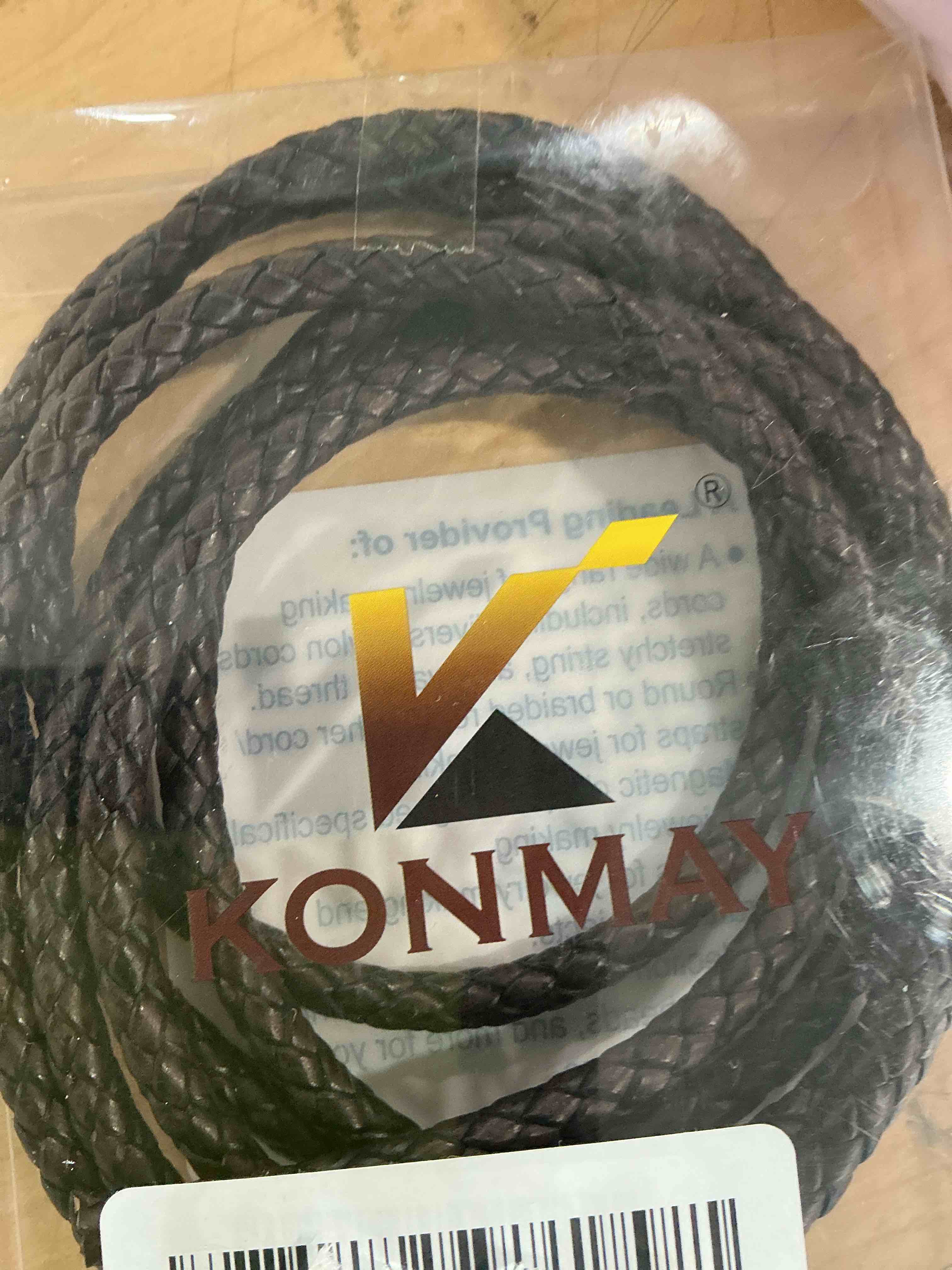 Condition photo showing New/Like New for 6mm brown braided leather cord, 2 yards extra thick round woven leather string for large bolo ties, statement bracelets, pendant jewelry, bag charms, handle wrapping and leather crafts