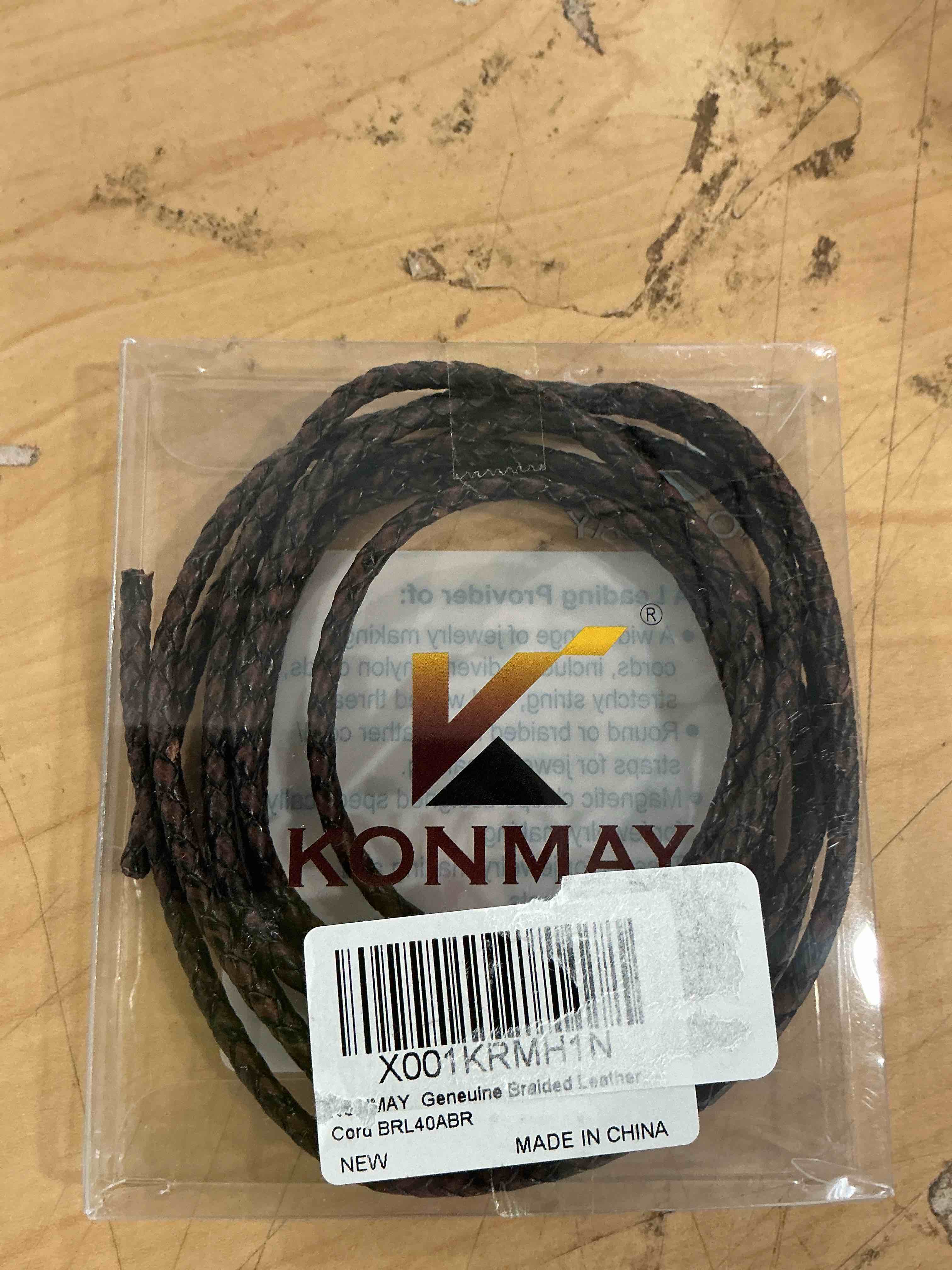Condition photo showing New/Like New for konmay 2 yards 4.0mm antique brown genuine leather braided bolo leather cord