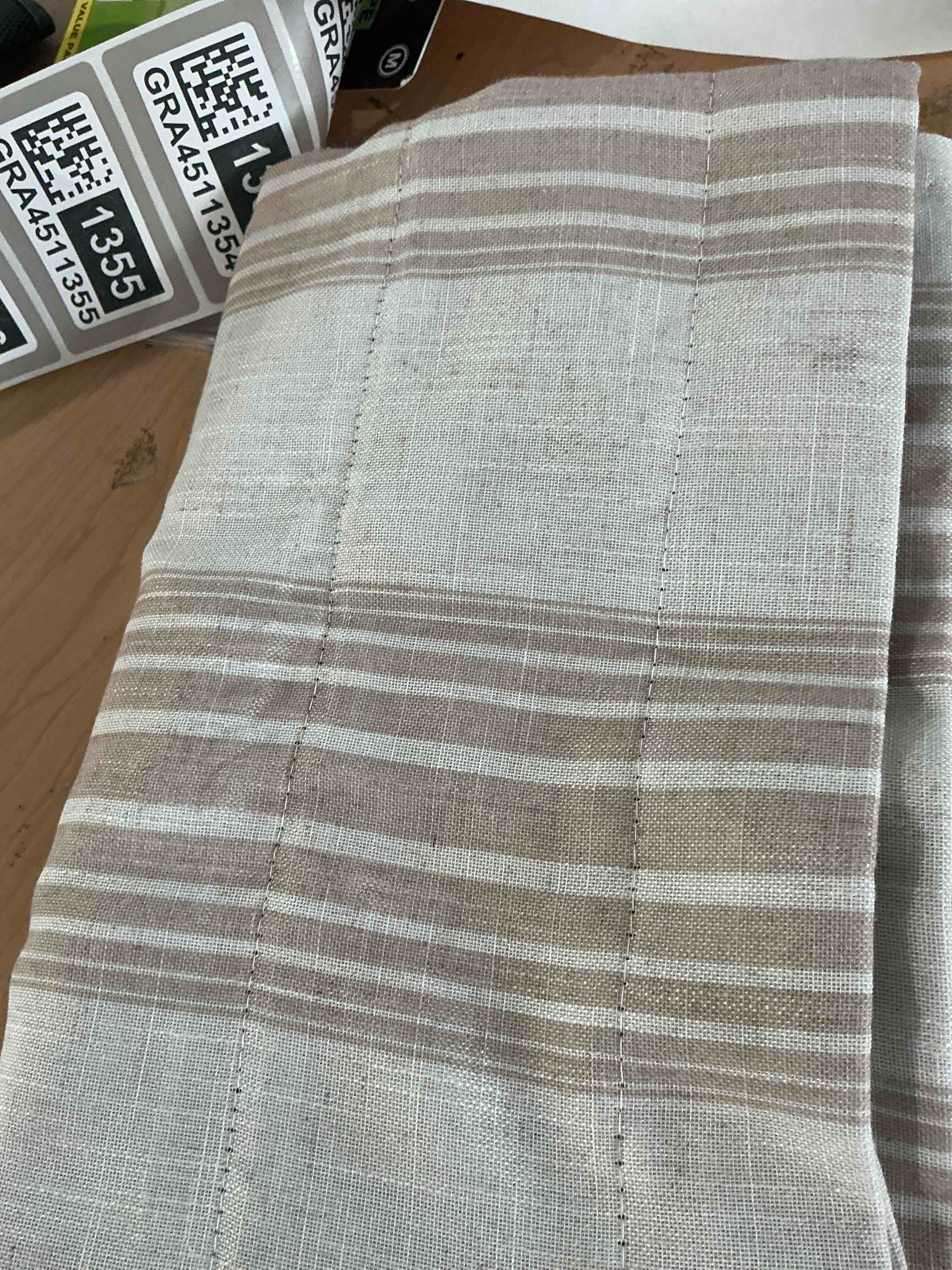 Condition photo showing New/Like New for driftaway chris linen lined valance 2 layer thermal insulated room darkening blackout window valances 3 inch rod pocket vertical striped kitchen valance for bathroom 52 inch by 14 inch camel beige