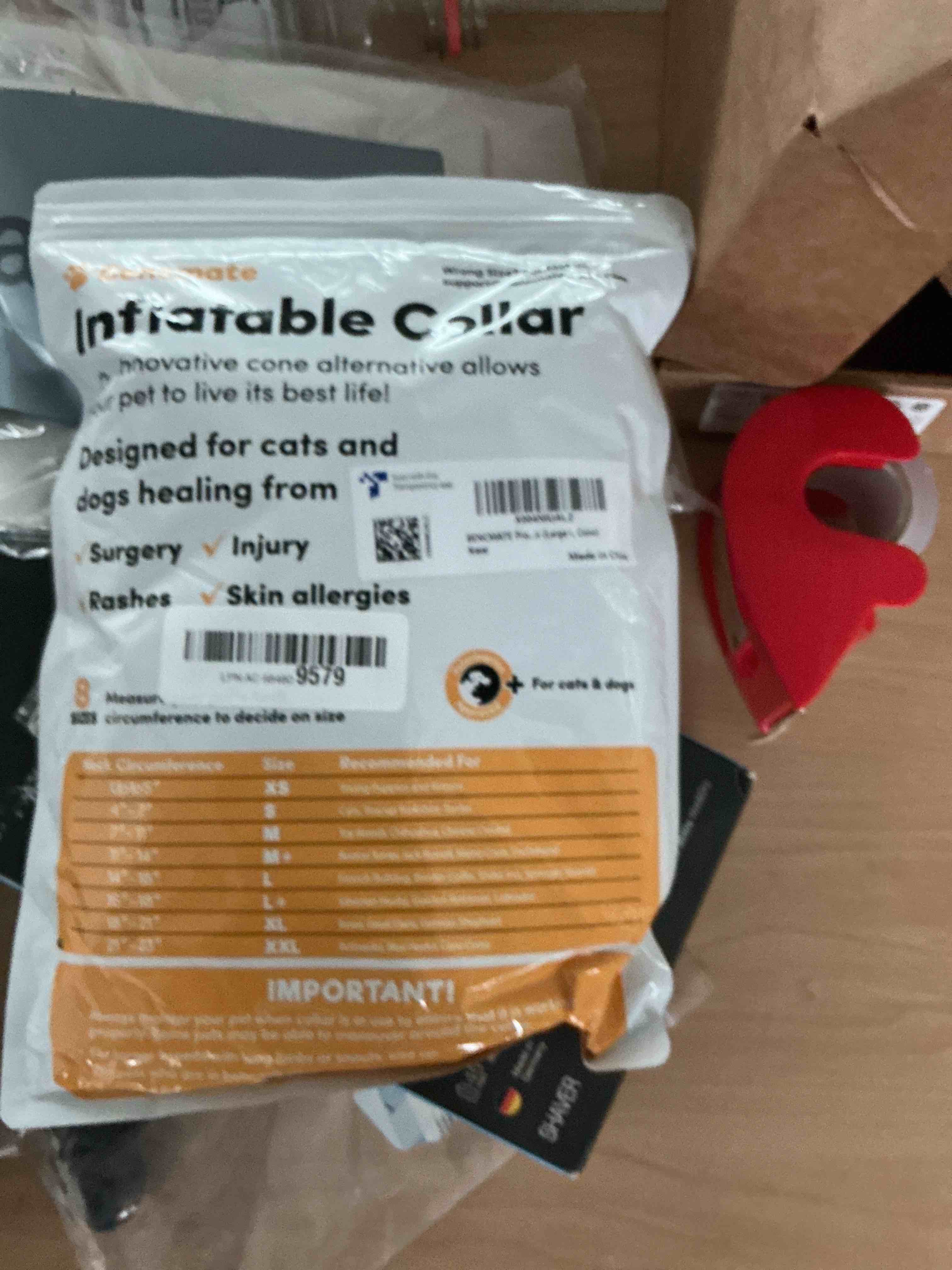 Condition photo showing New/Like New for bencmate inflatable dog cone collar alternative, soft dog cone for small medium large dogs and cats, neck recovery ecollar donut collar after surgery (large+, grey) grey large+ [neck:16"-18"]