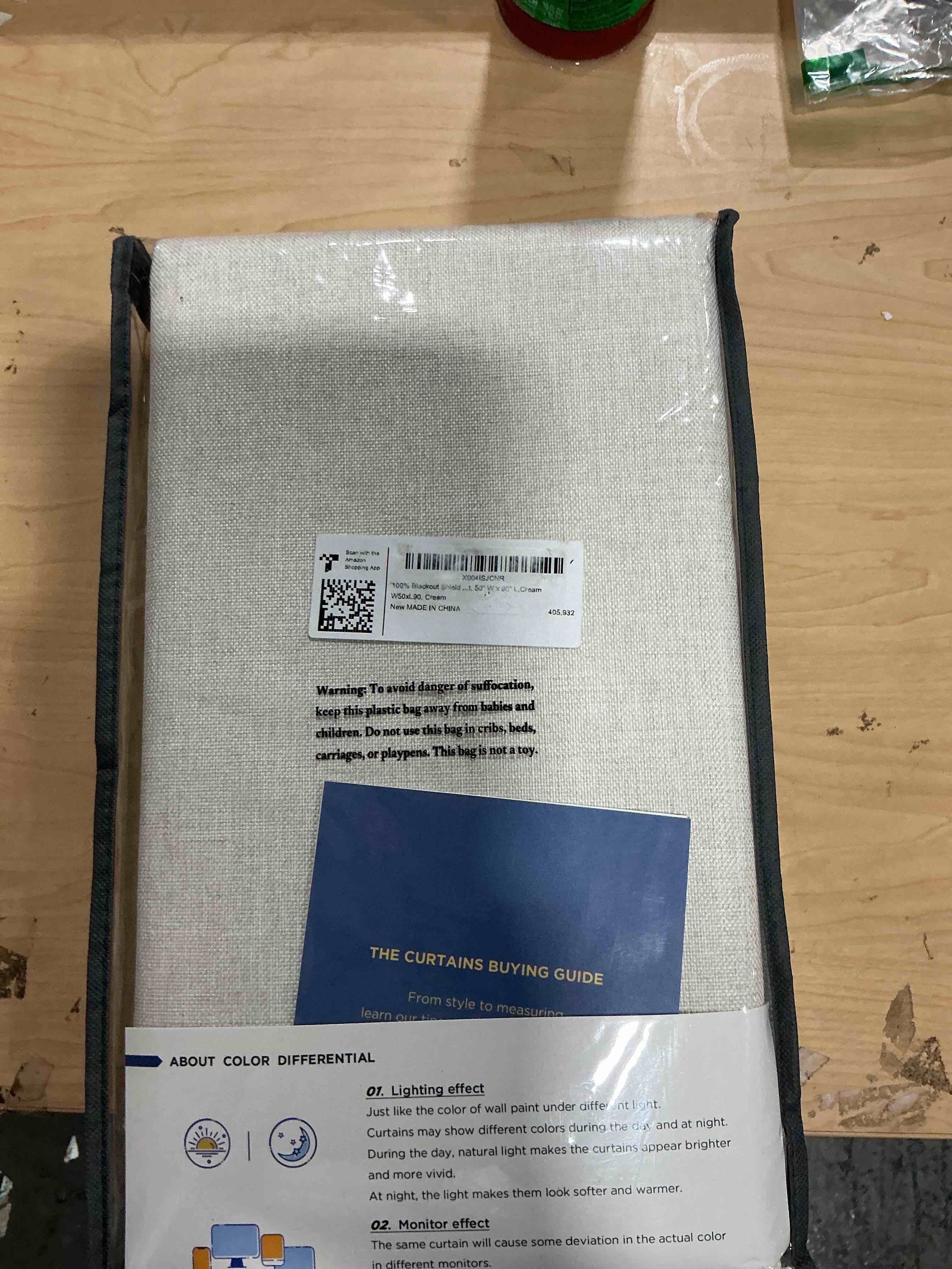 Condition photo showing New/Like New for 100% blackout shield linen blackout curtains for bedroom 90 inches long, back tab/rod pocket living room drapes, thermal insulated blackout curtains 2 panels set, 50" w x 90" l,cream cream 50"w x 90"l (pack of 2)