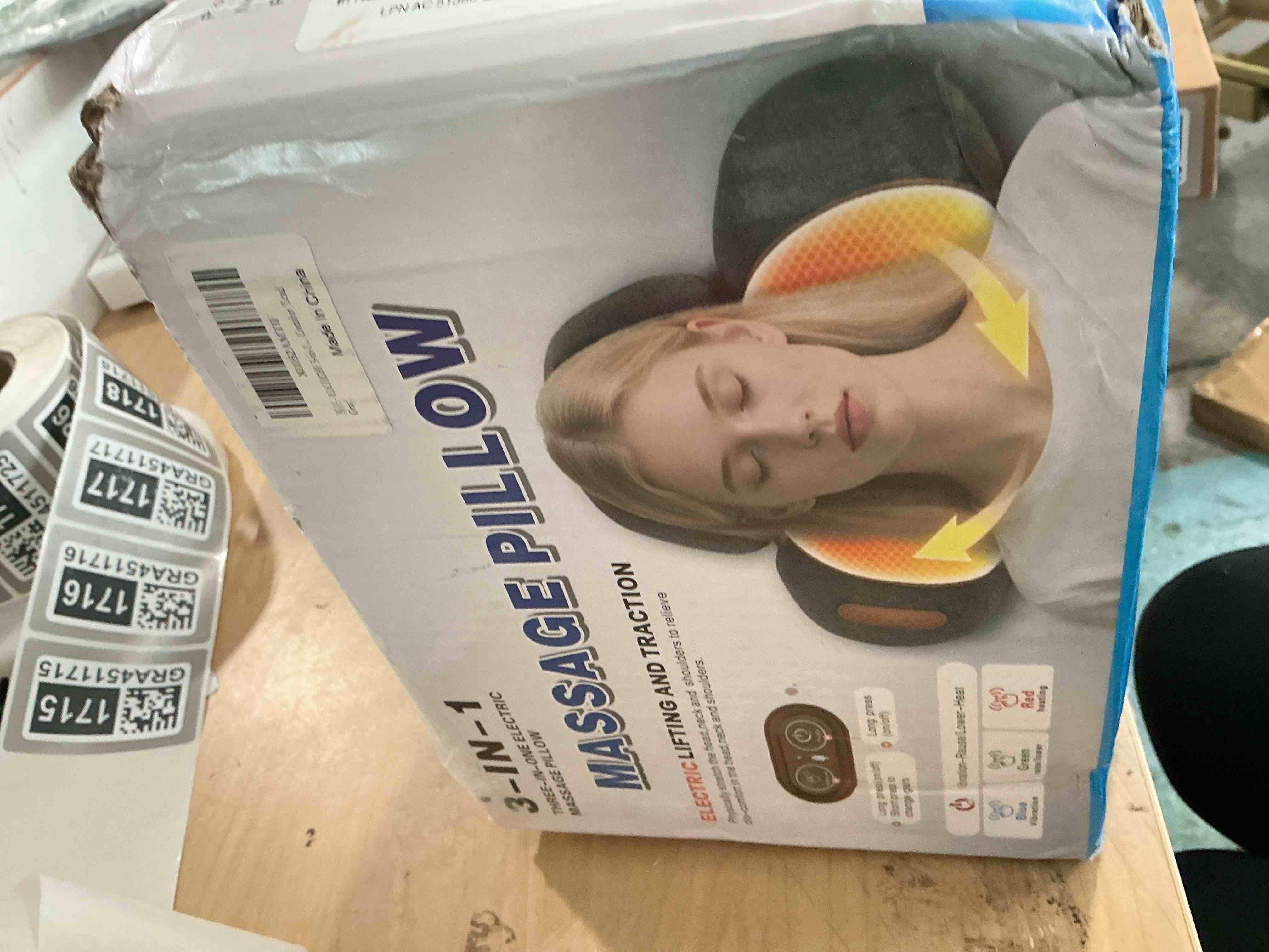Condition photo showing New/Like New for 3-in-1 neck massager pillow with heat, cordless rechargeable muscle relax | 3 massager modes & heat levels, ergonomic support, airbag deep tissue massage, memory foam, home & travel relaxation