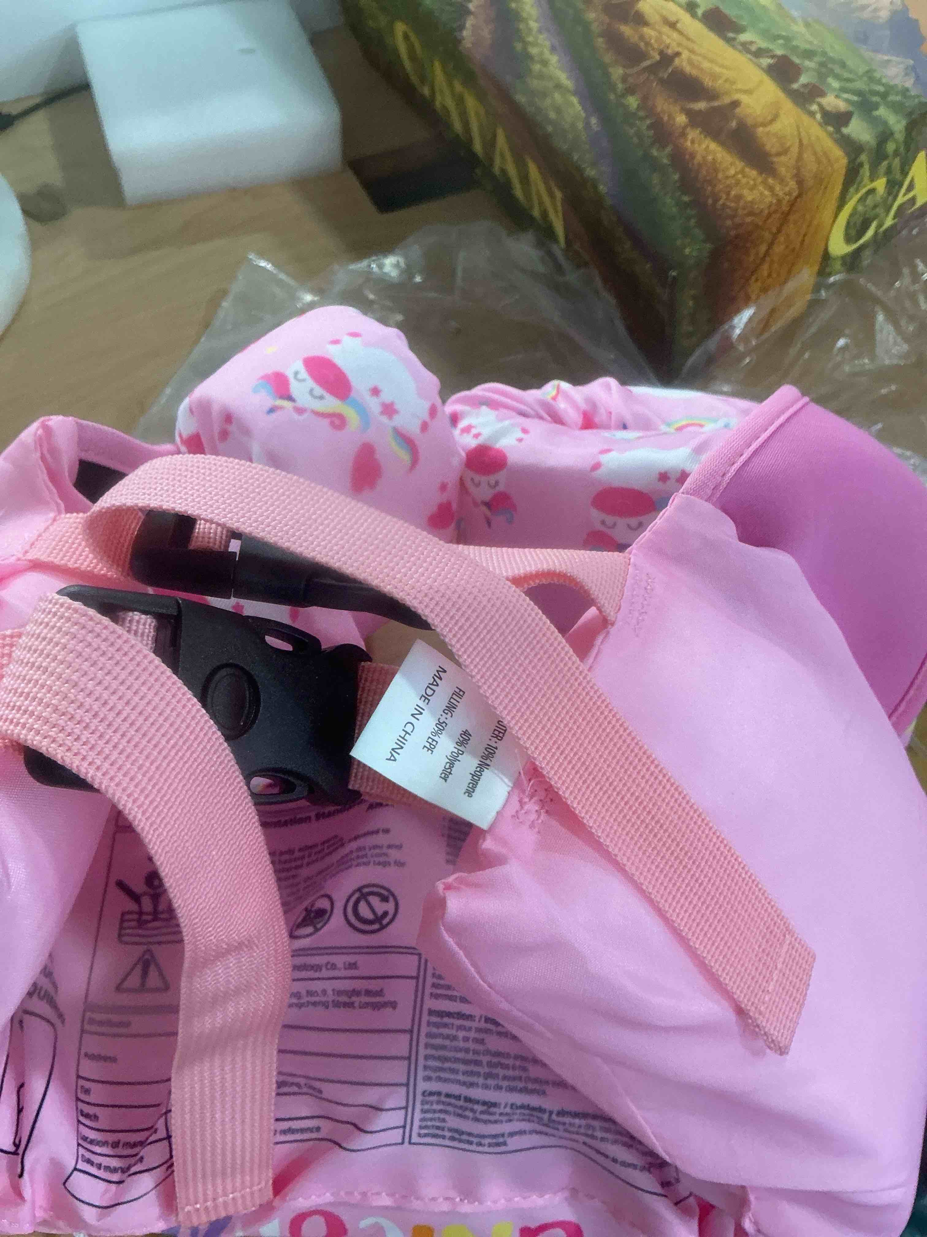 Condition photo showing New/Like New for swim vest for kids, puddle float jumper with safety buckle | fit 22-30-40-50-60-66 lbs, children puddle swimming jumper jacket, water wing arm pool float for swim trainer boy girls 3-5-6