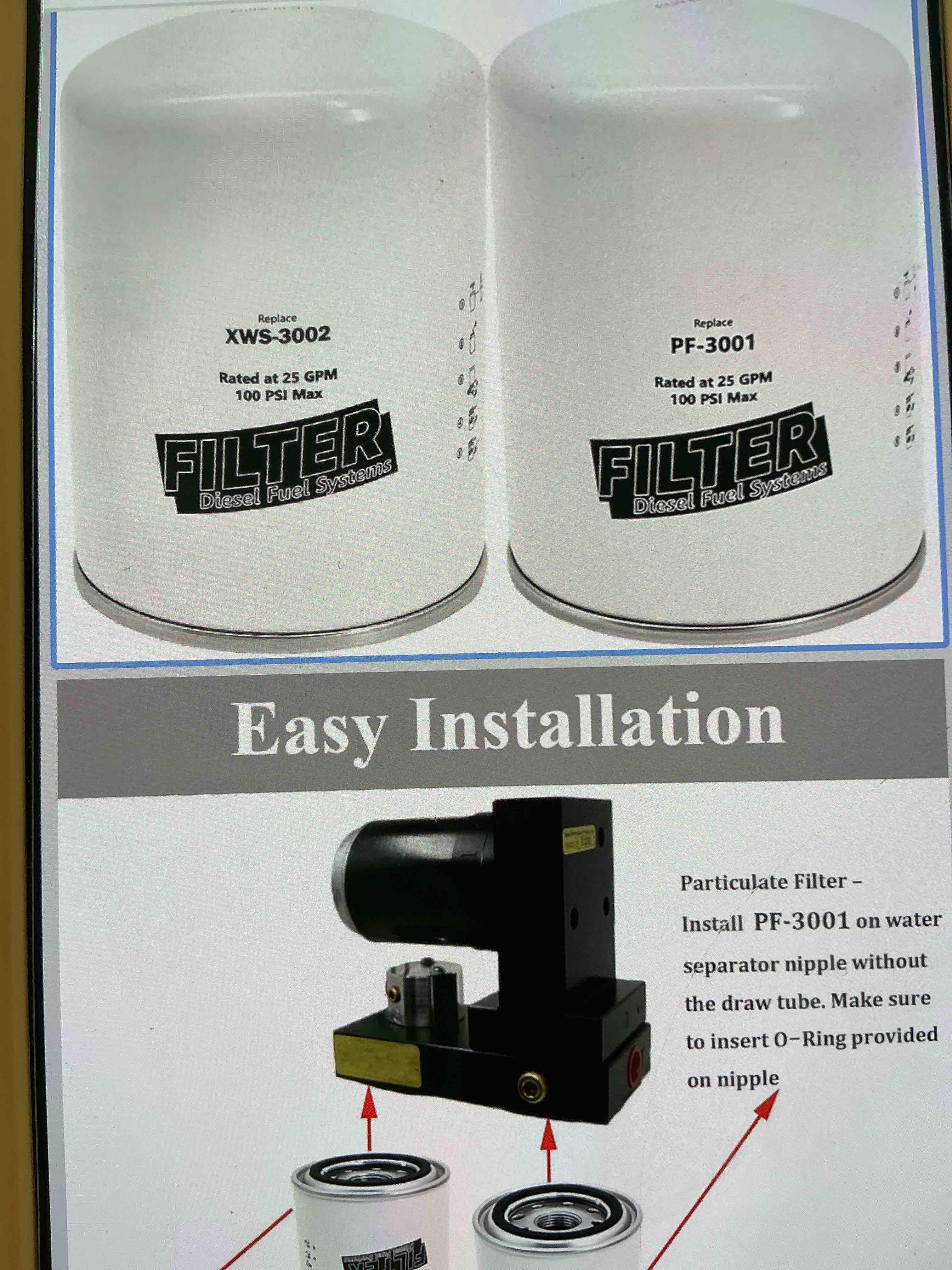 Condition photo showing New/Like New for xws – 3002pf – 3001 water separator fuel filter kit for fas titanium series fas diesel fuel pump replacement xws3002pf3002 pack 2