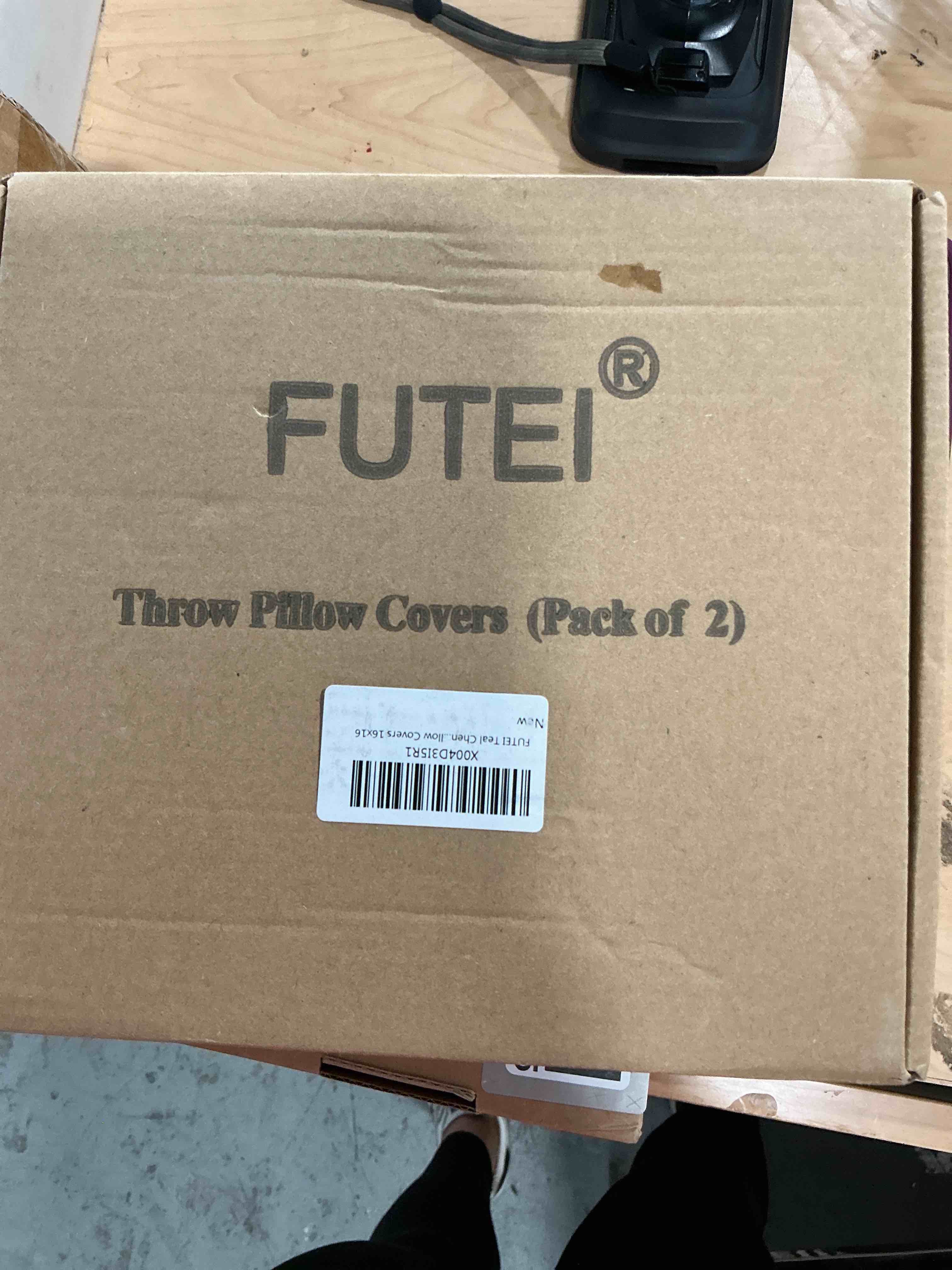 Condition photo showing New/Like New for futei teal chenille throw pillow covers 16x16 inch set of 2,soft cozy bound edge design cushion case,home decor for couch bed living room teal 16" x 16" (pack of 2)