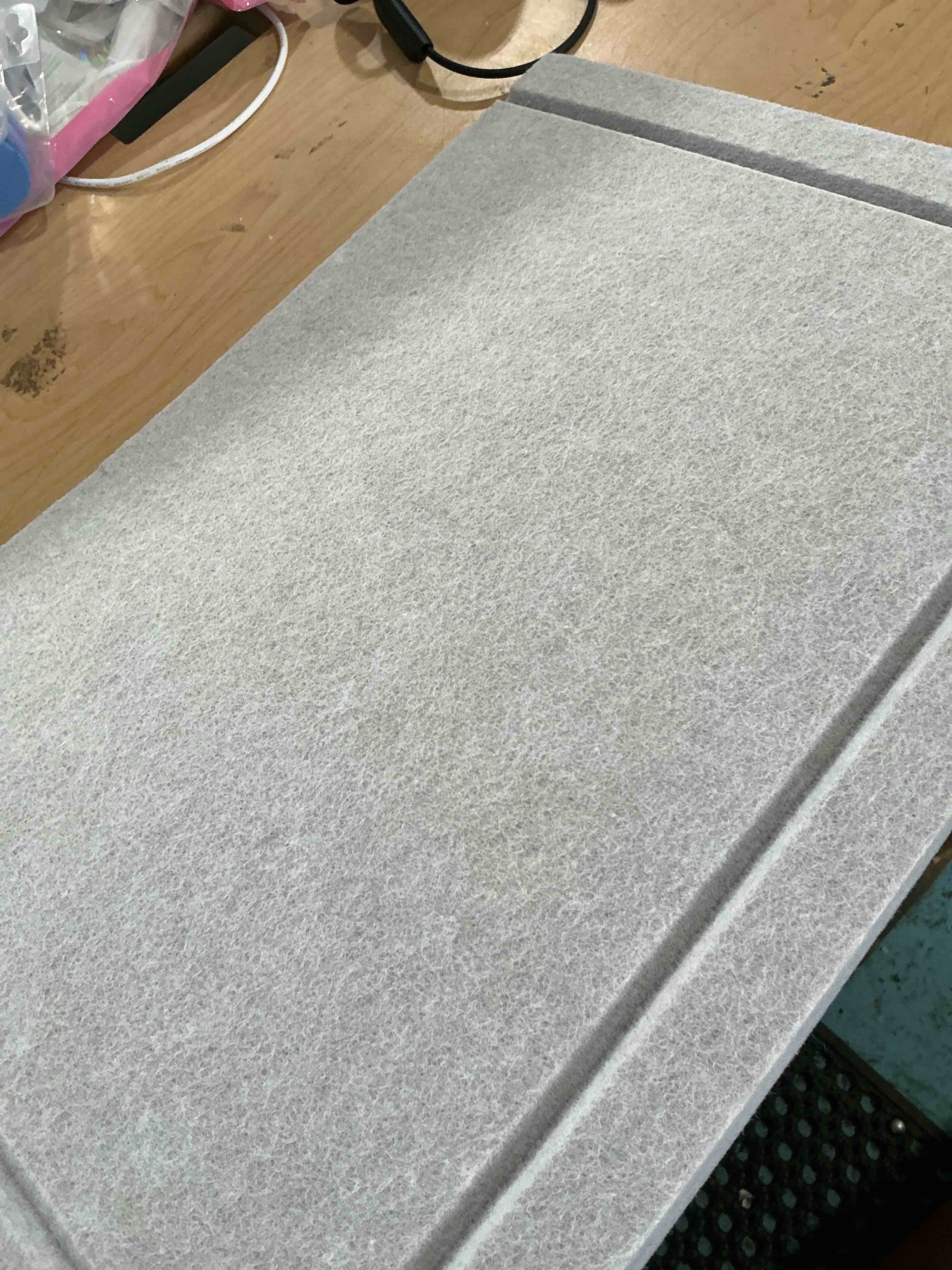 Condition photo showing Good Condition for felt bulletin board 24x18 inches, decorative pin board for home & office | cork board alternative for wall with push pins, display mood board for photos, notes & reminders does not include velcro pieces