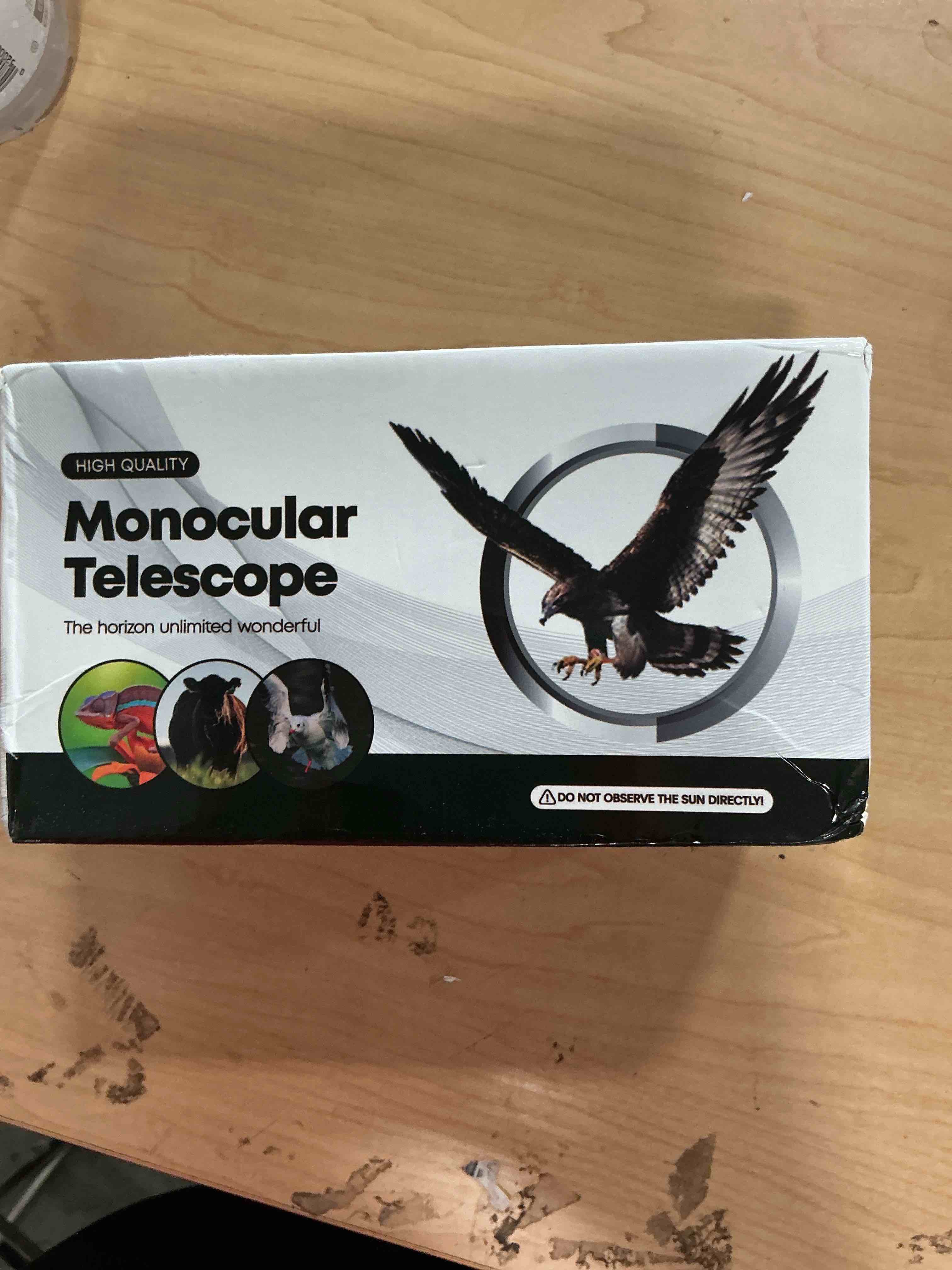Condition photo showing New/Like New for monocular telescope with lights hd monoculars 80x100 for adults high powered monocular for hunting with smartphone holder & tripod, handheld telescope suitable for bird watching stargazing-black