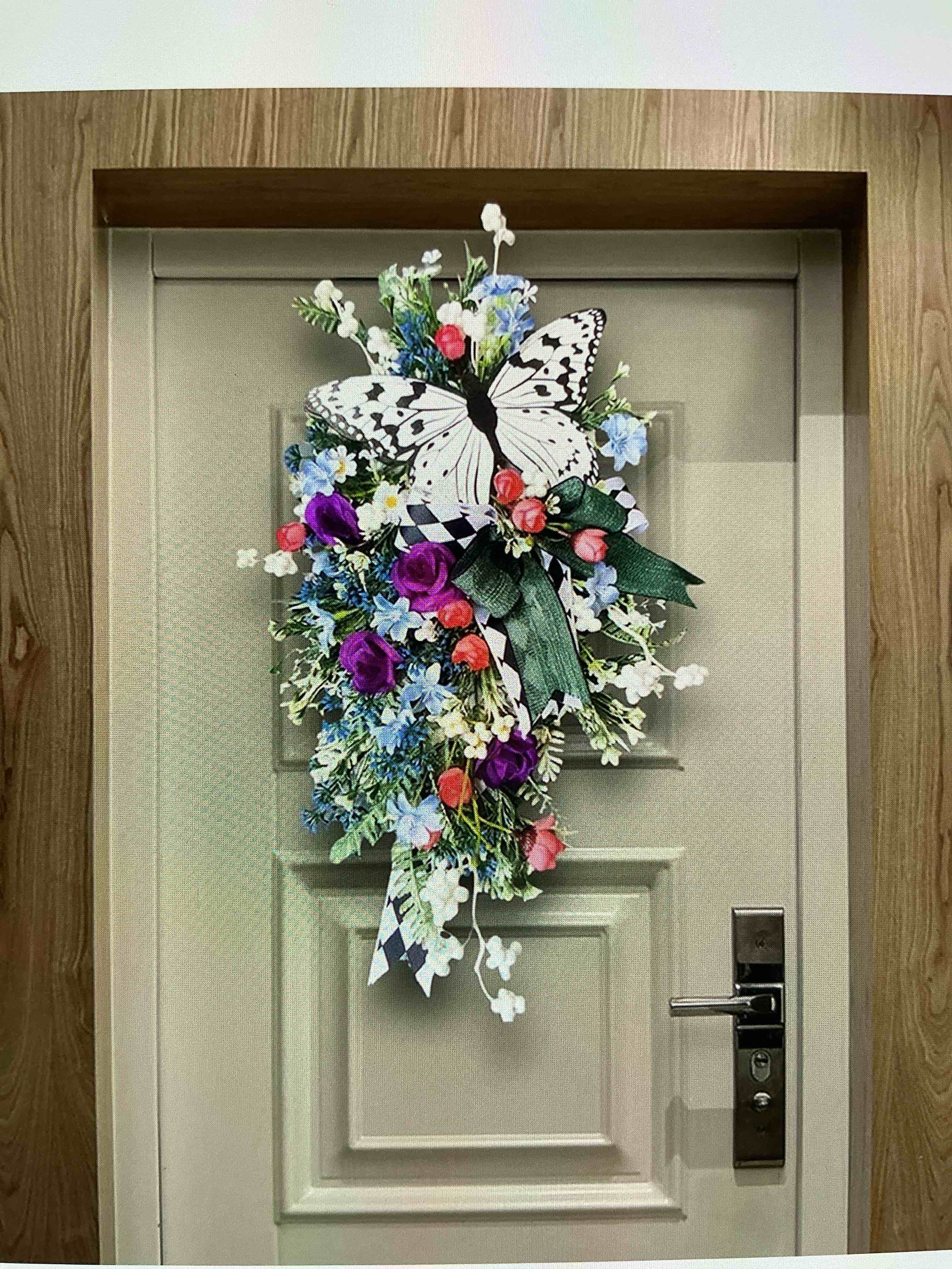 Condition photo showing New/Like New for artificial wreath spring wreaths fake hanging garland for wedding home wall decor