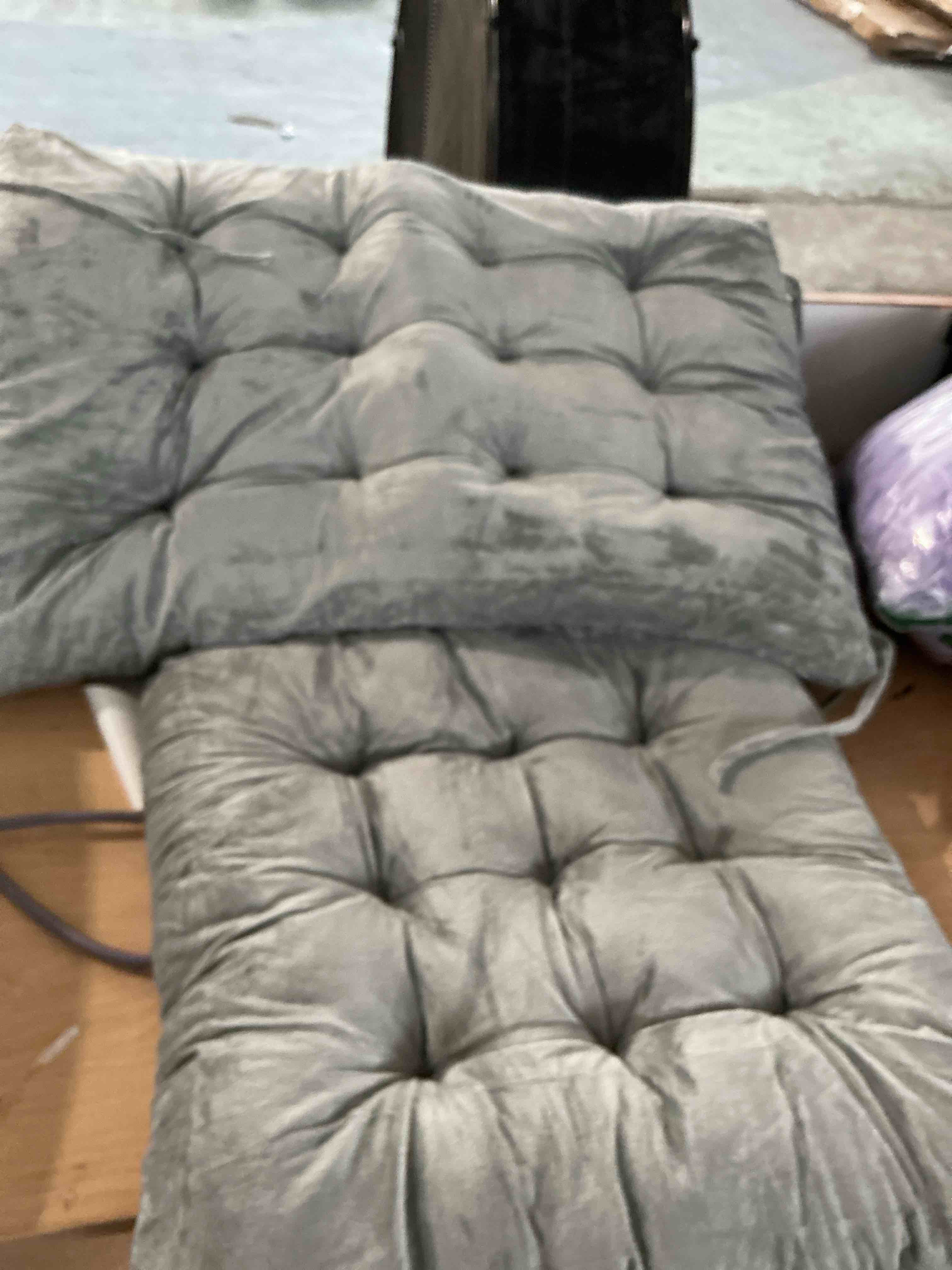 Condition photo showing New/Like New for rocking chair cushions indoor velvet chair pads high back and seat cushion 2 piece set grey