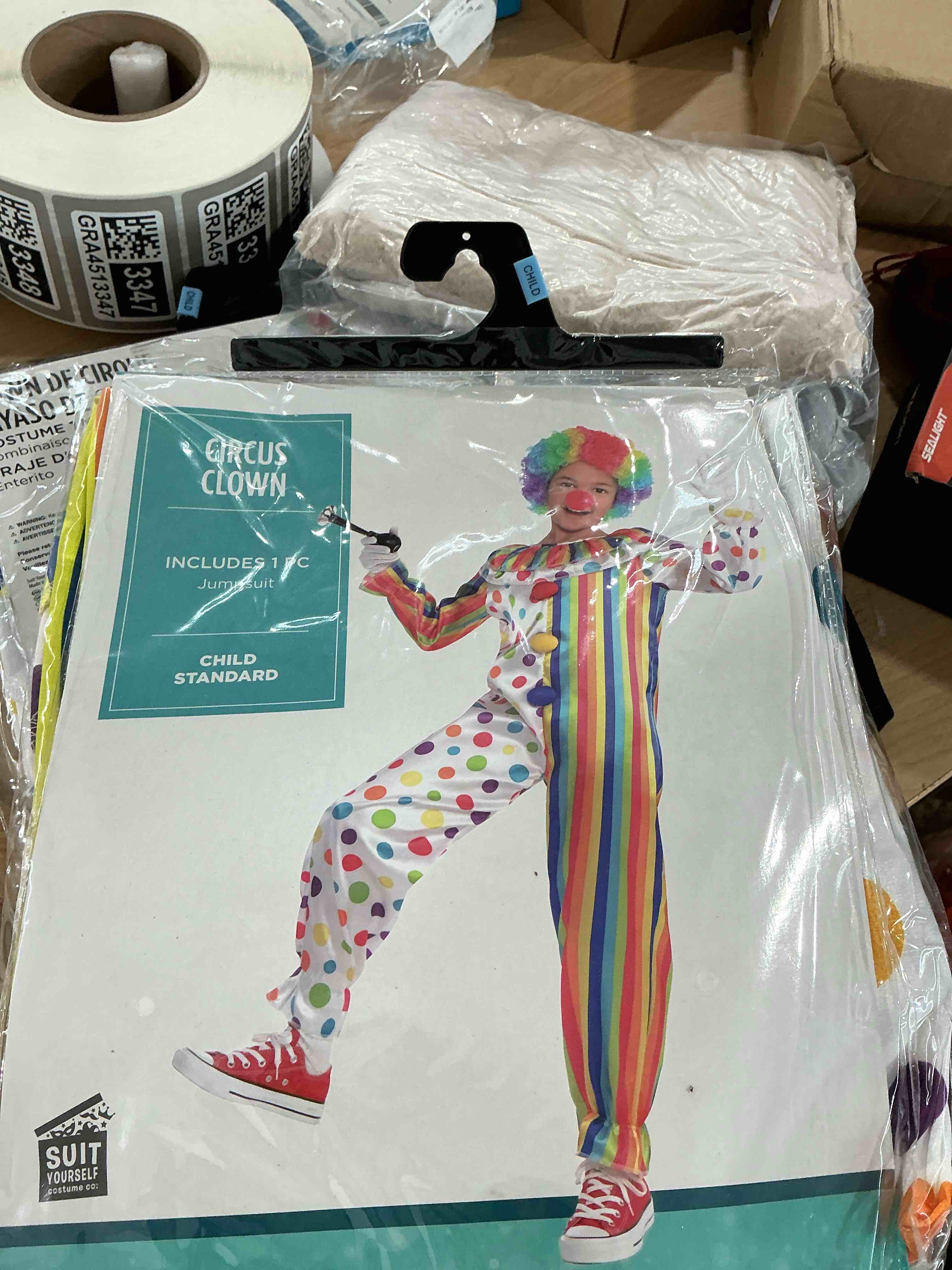 Condition photo showing New/Like New for classic clown costume for kids