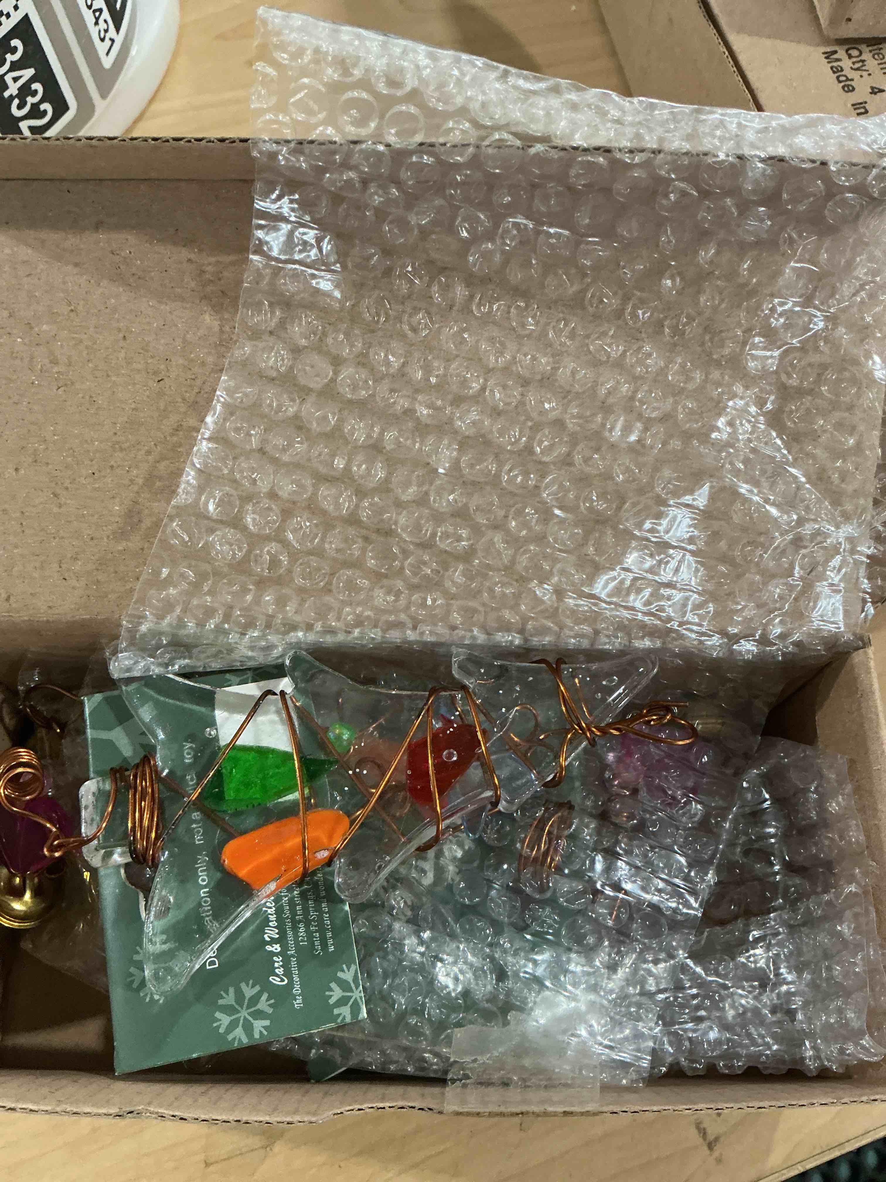 Condition photo showing New/Like New for copper wire glass ornament christmas style four pieces