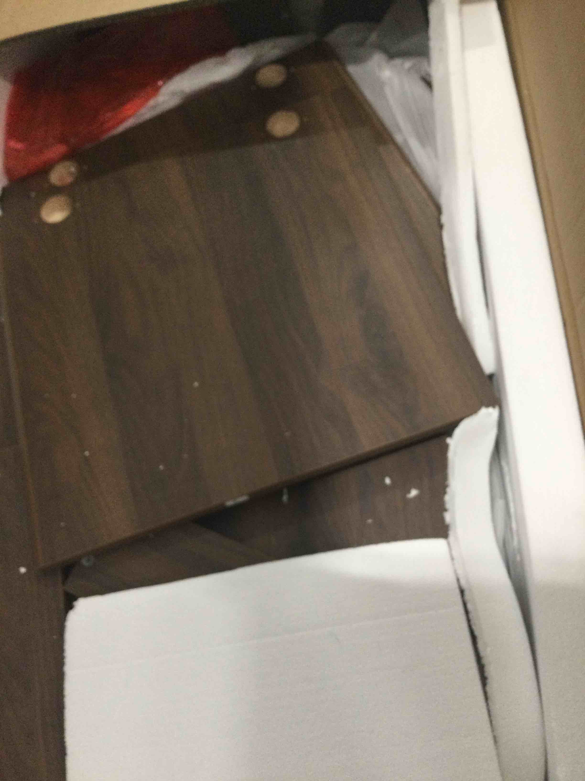 Condition photo showing New/Like New for floating bathroom vanity nosink, edge, walnut | pwall mounted vanity with ceramic , rounded edges, soft-close drawer & towel rack