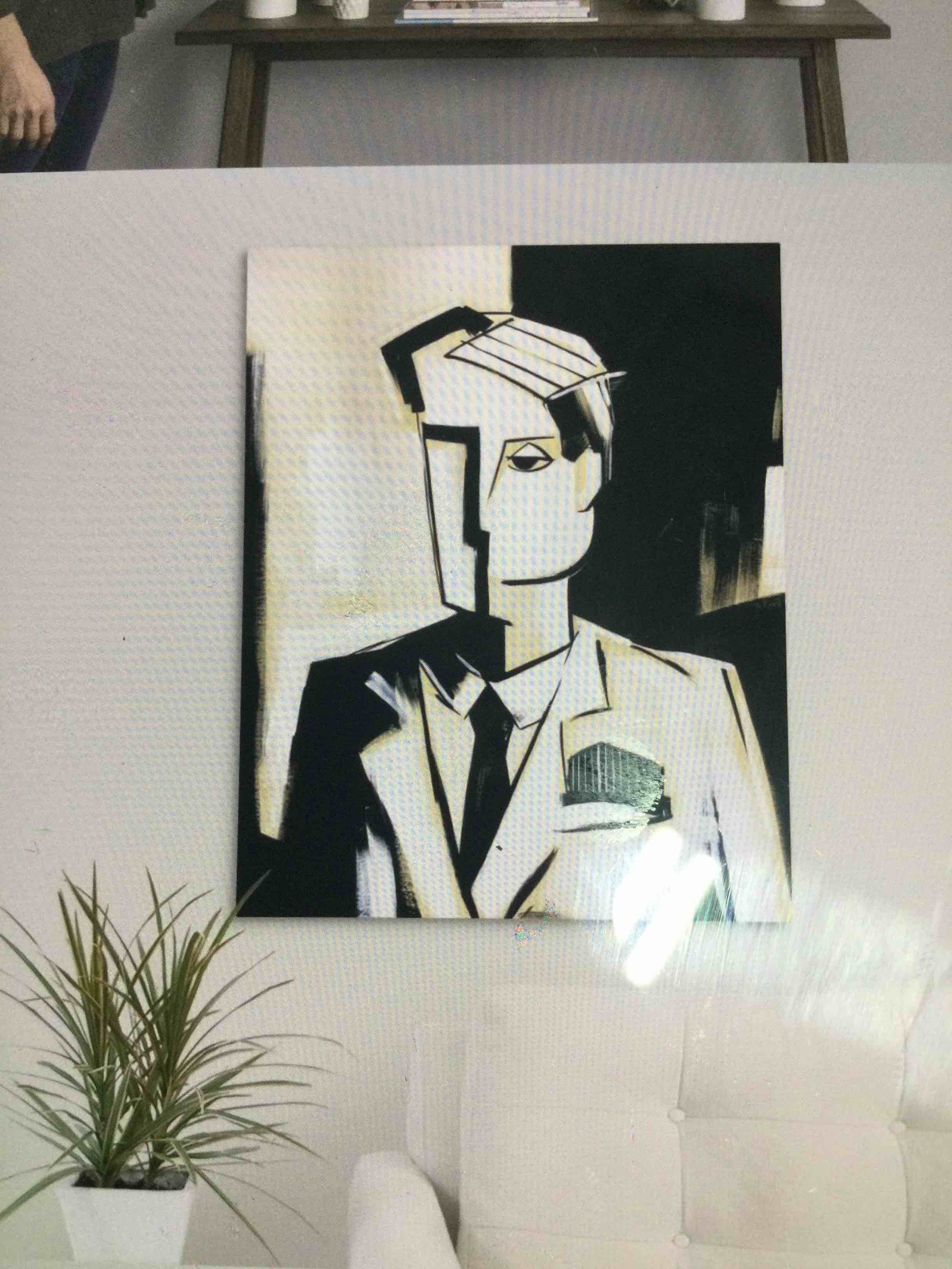 Condition photo showing New/Like New for great big canvas gentlemen and black canvas printed by sidney edmond’s figurative commentary abstract