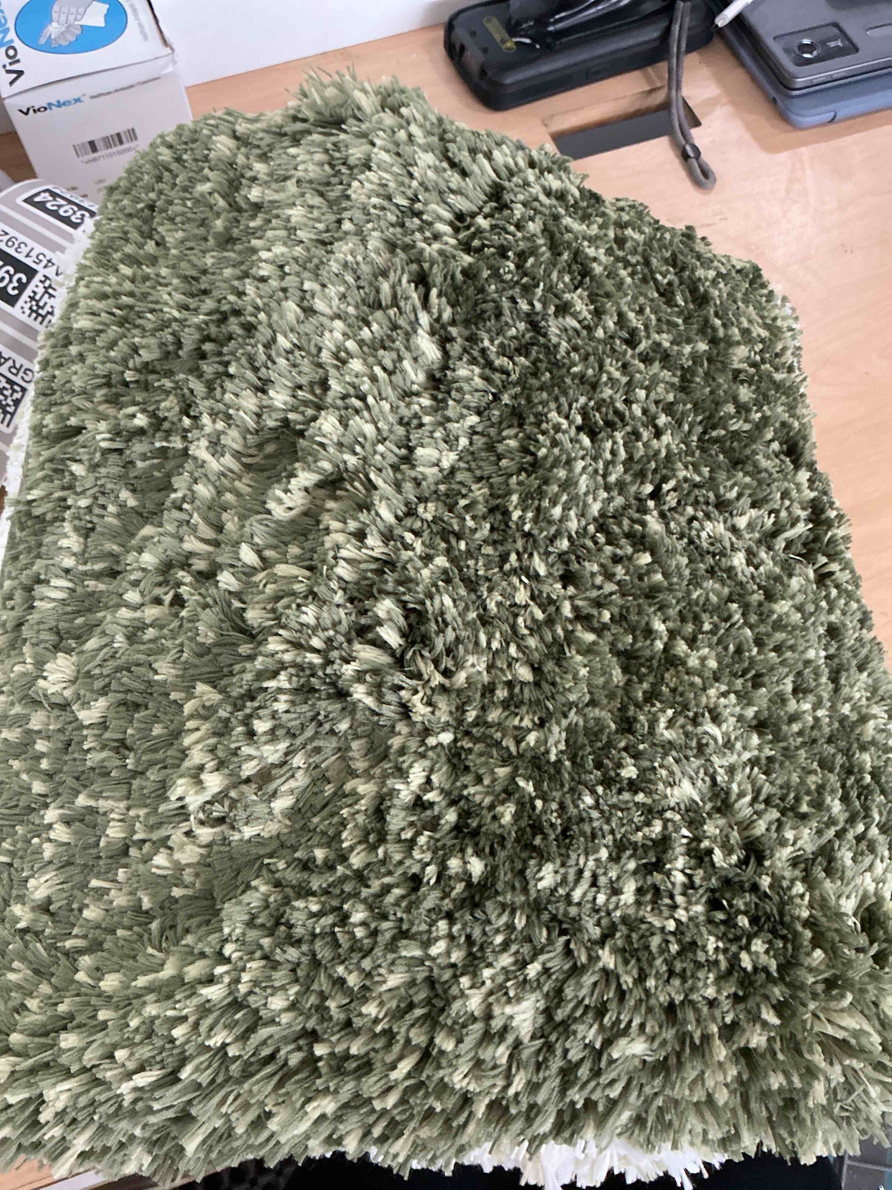 Condition photo showing New/Like New for olanly bathroom runner rugs 59x20, long bath mats for bathroom, sage green | extra soft and absorbent microfiber bath rugs, non-slip, machine washable, quick dry shaggy bath carpet, tub and shower
