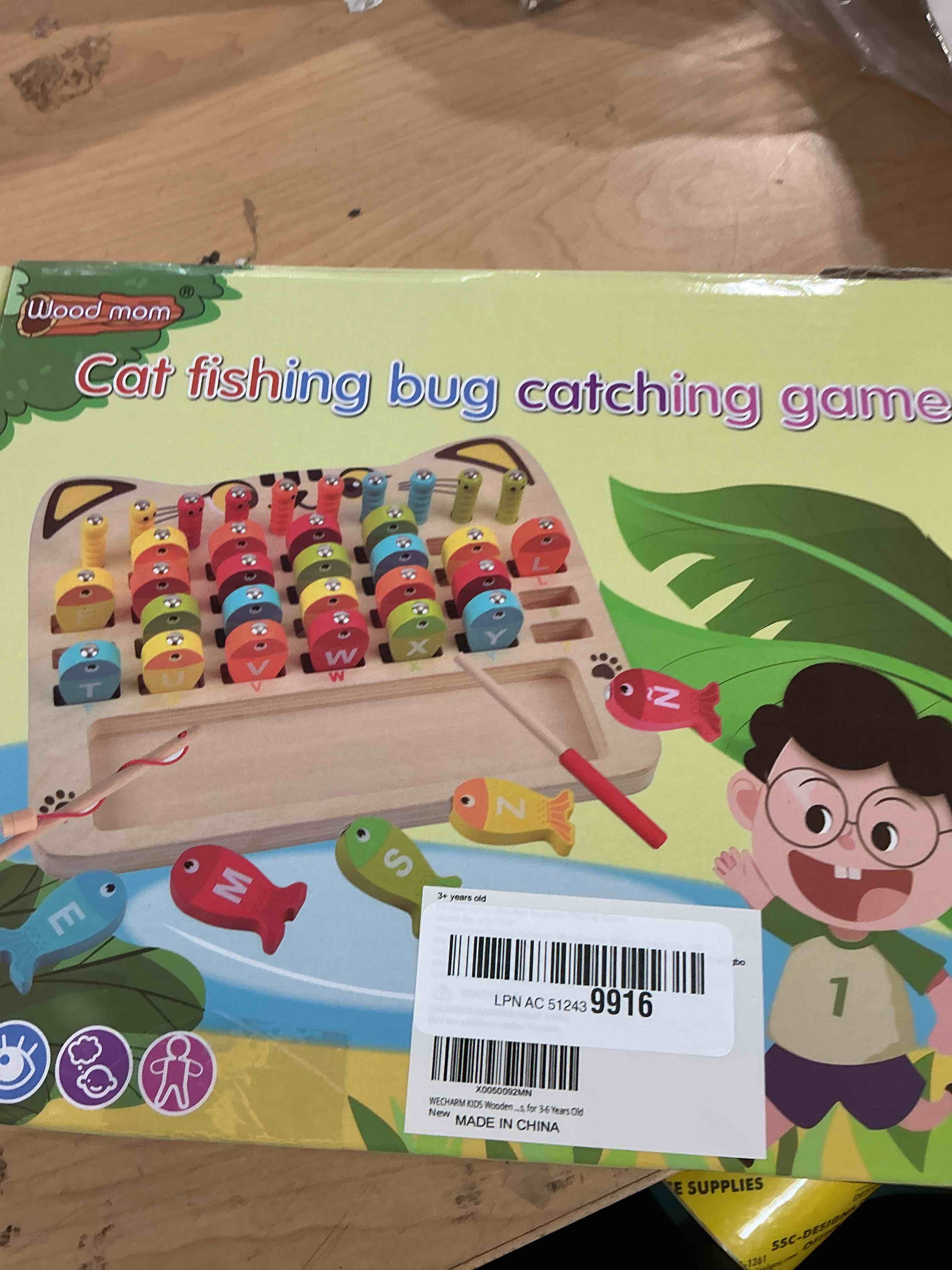 Condition photo showing New/Like New for coogam wooden magnetic fishing game, fine motor skill toy abc alphabet color sorting puzzle, montessori letters cognition preschool gift for years old kid early learning with 2 pole
