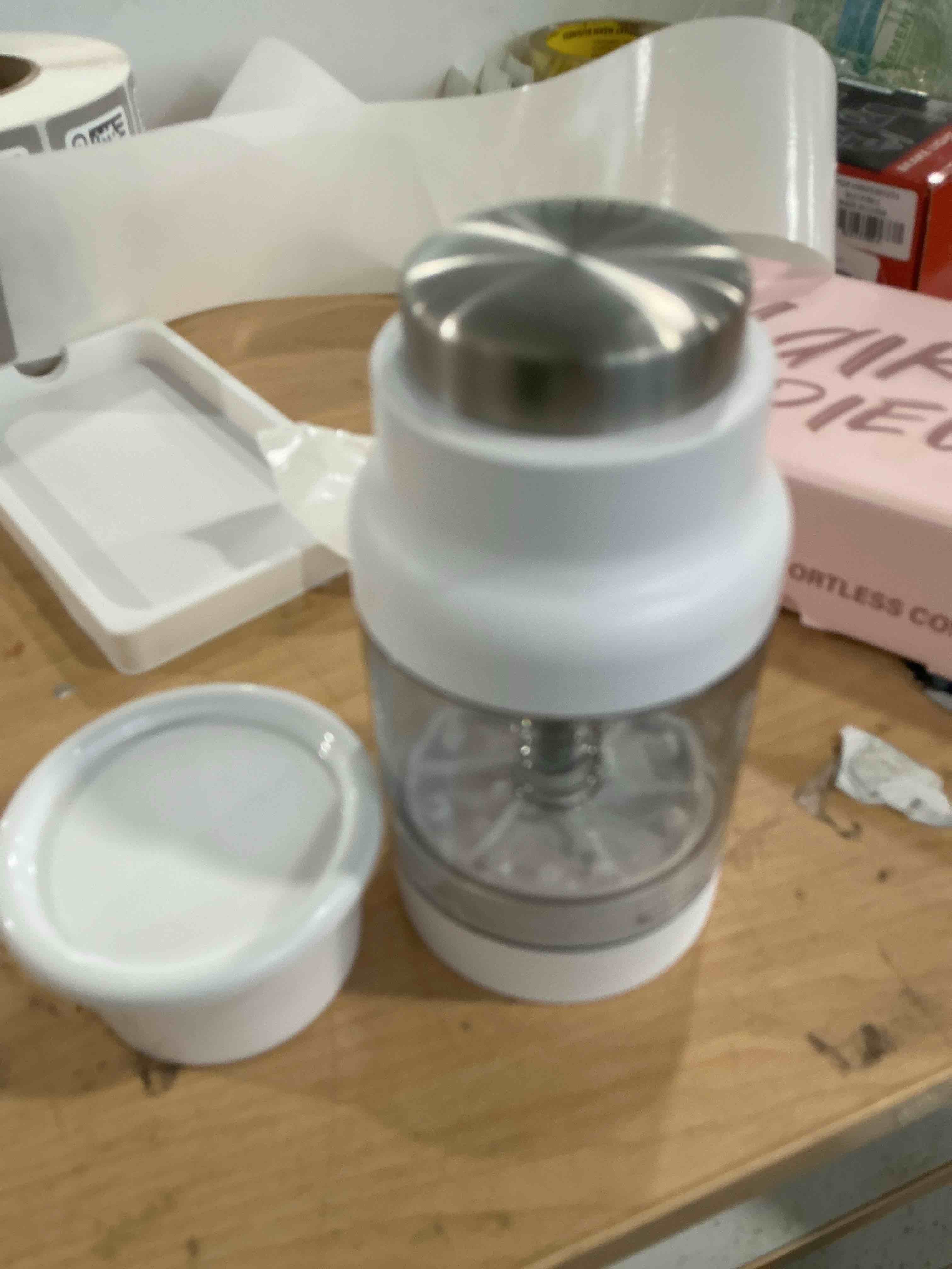 Condition photo showing New/Like New for mini shaved ice machine snow cone machine - portable handheld small crusher with free cube trays