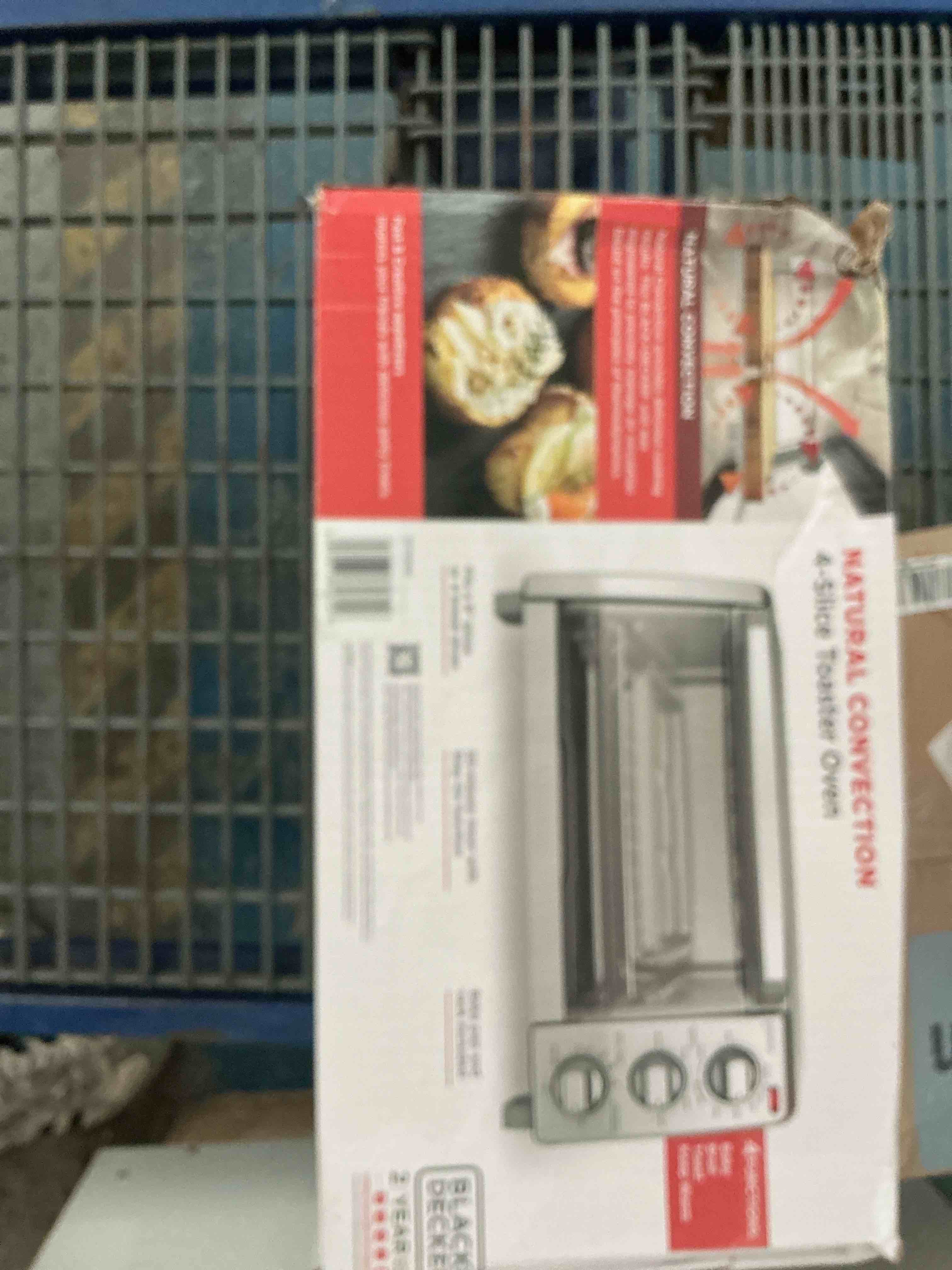 Condition photo showing New/Like New for black+decker 4-slice toaster oven, to1745ssg-1a, even toast, 4 cooking functions bake, broil, toast and keep warm, removable crumb tray, timer
