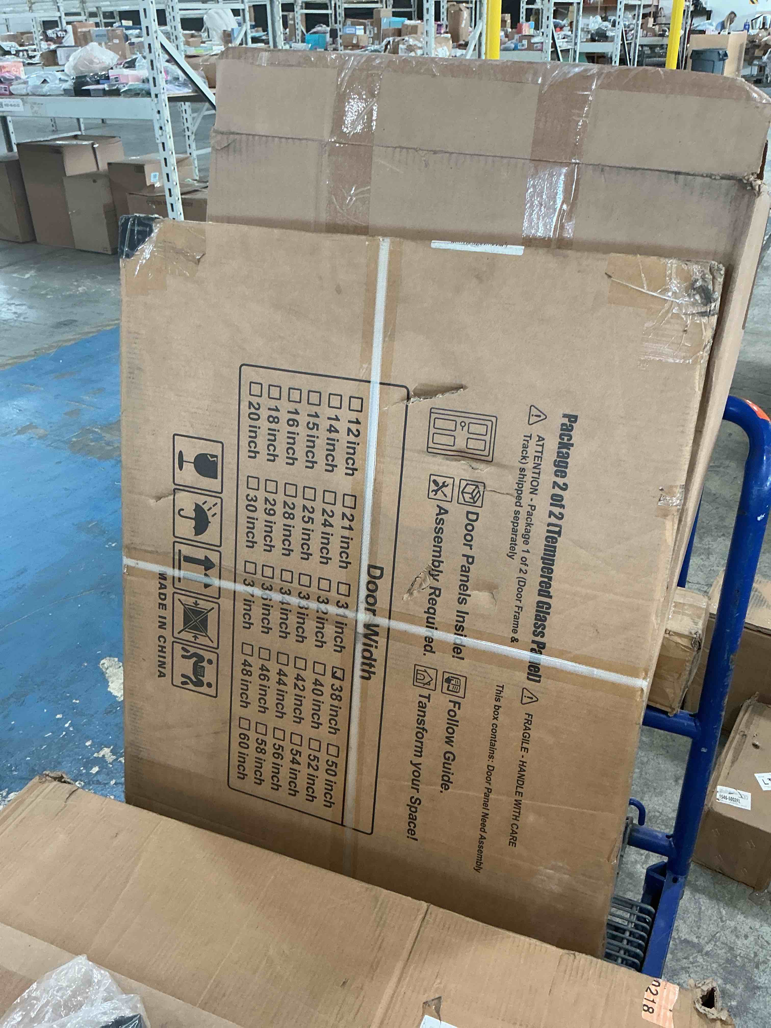 Condition photo showing As Is for skyline tempered glass panel, 32.5-in x 36-in x 3/8-in, for railing & diy box1/2