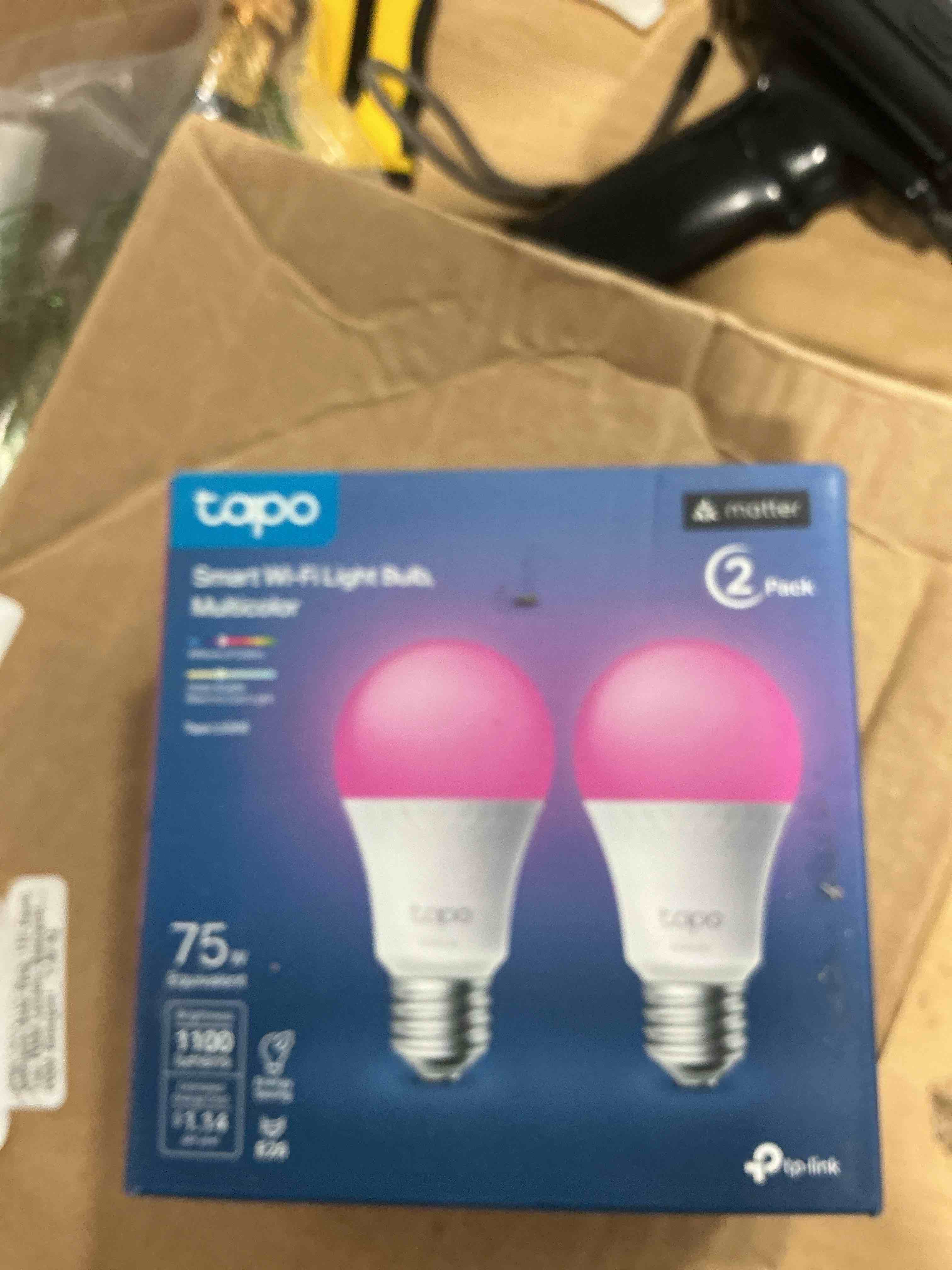 Condition photo showing New/Like New for tp-link tapo smart light bulbs, 1100 lumens high brightness (75w equivalent), matter-certified, 16m colors wifi light bulb, dimmable, works w/siri, alexa & google home, a19 e26, tapo l535e(2-pack) matter light bulb 2 pack