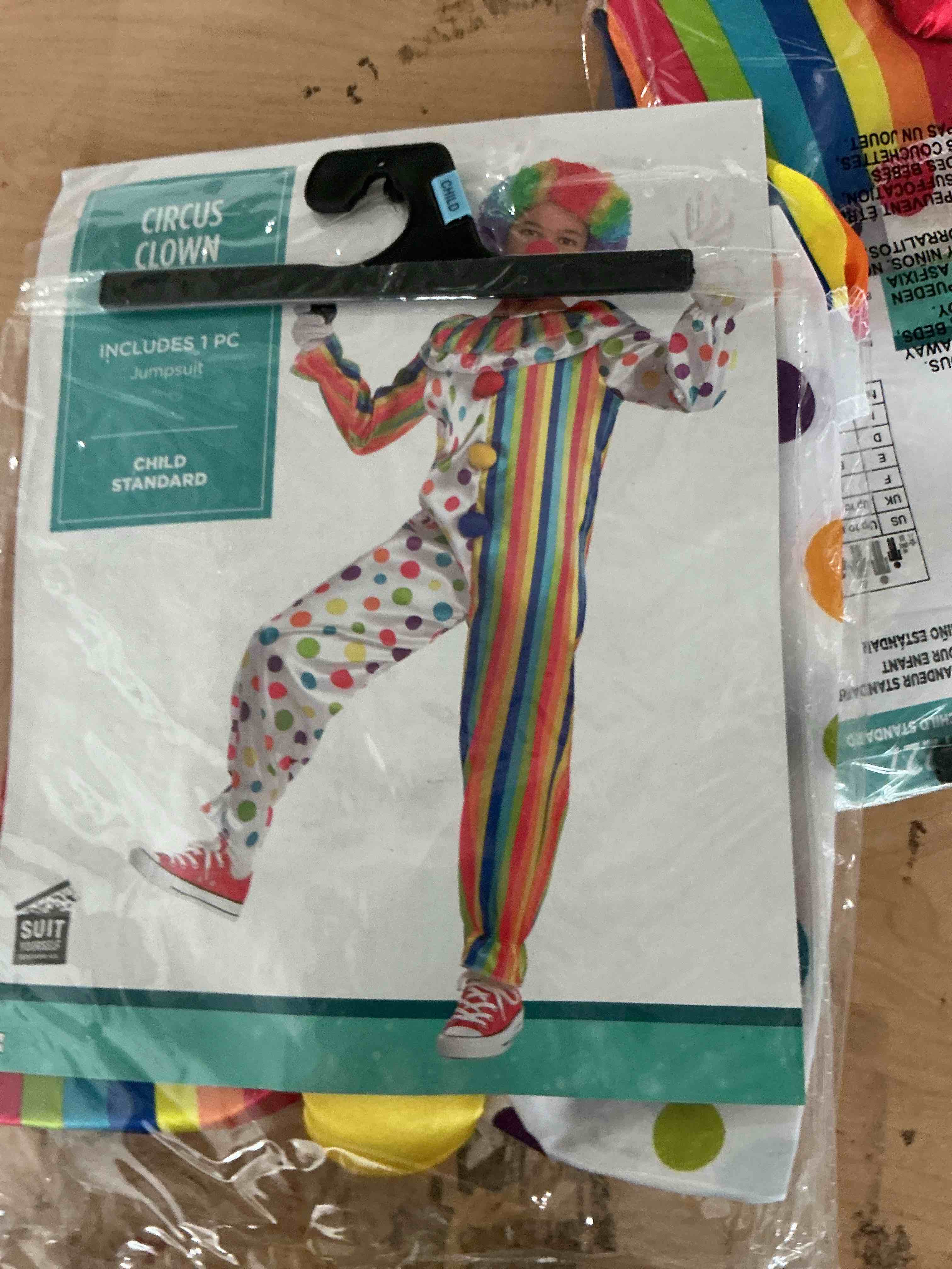 Condition photo showing New/Like New for clown jumpsuit child costume - one size