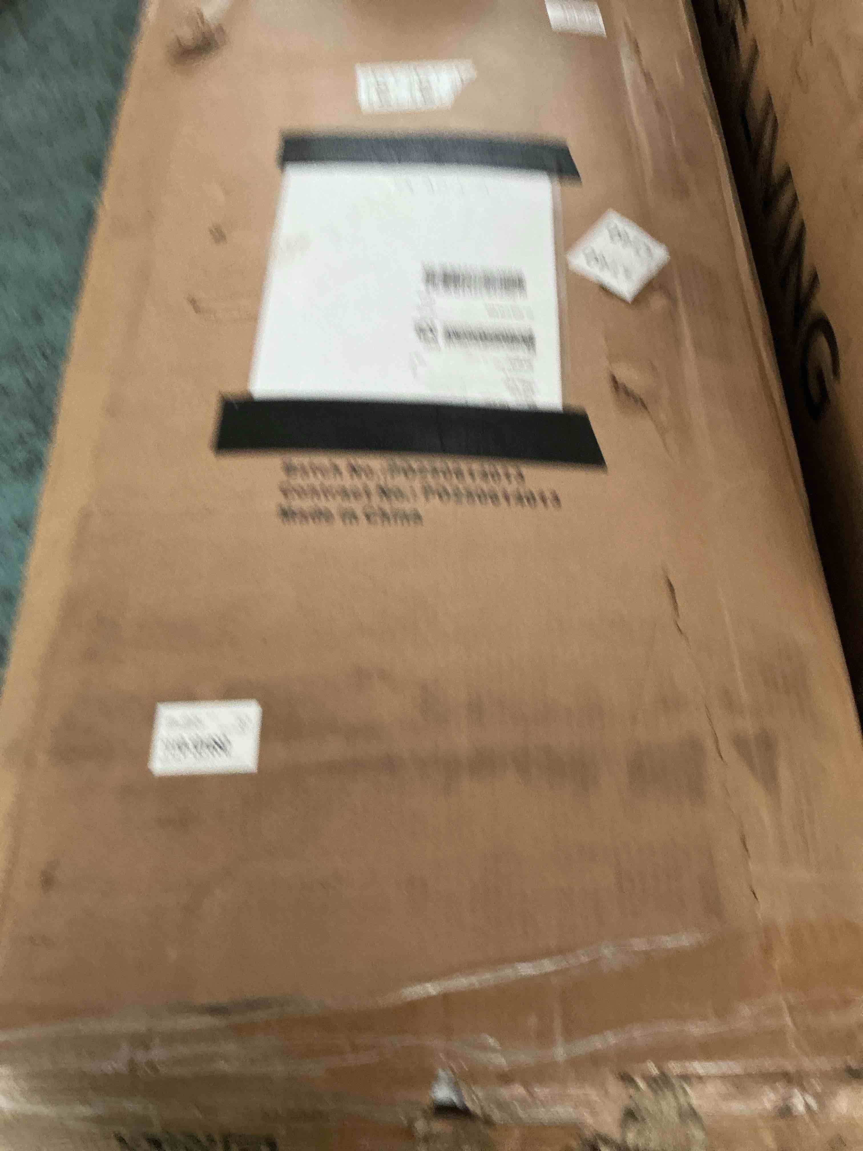 Condition photo showing New/Like New for white wooden 55.1 in. w chest of drawers, can convertible to full size bed with usb charging station and wheels box1/2