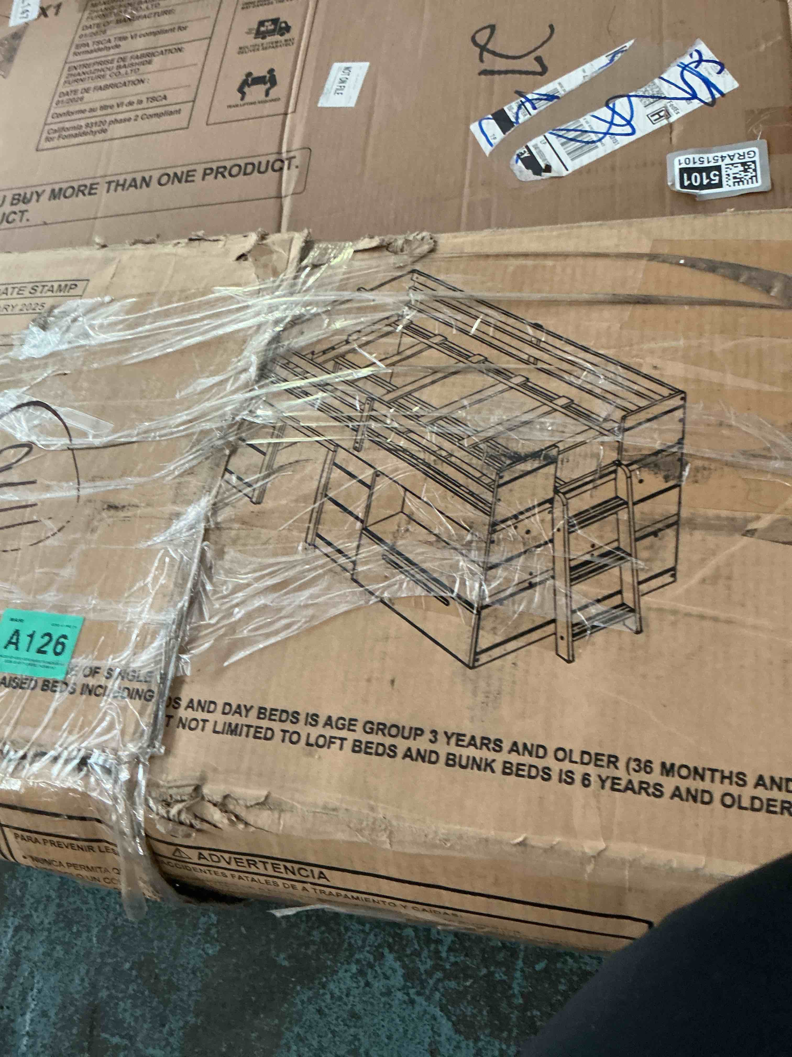 Condition photo showing New/Like New for harper & bright designs twin size low loft bed with under playhouse, kids loft bed with storage staircase, drawer and shelf, wooden bed frame with full length guardrail(white)