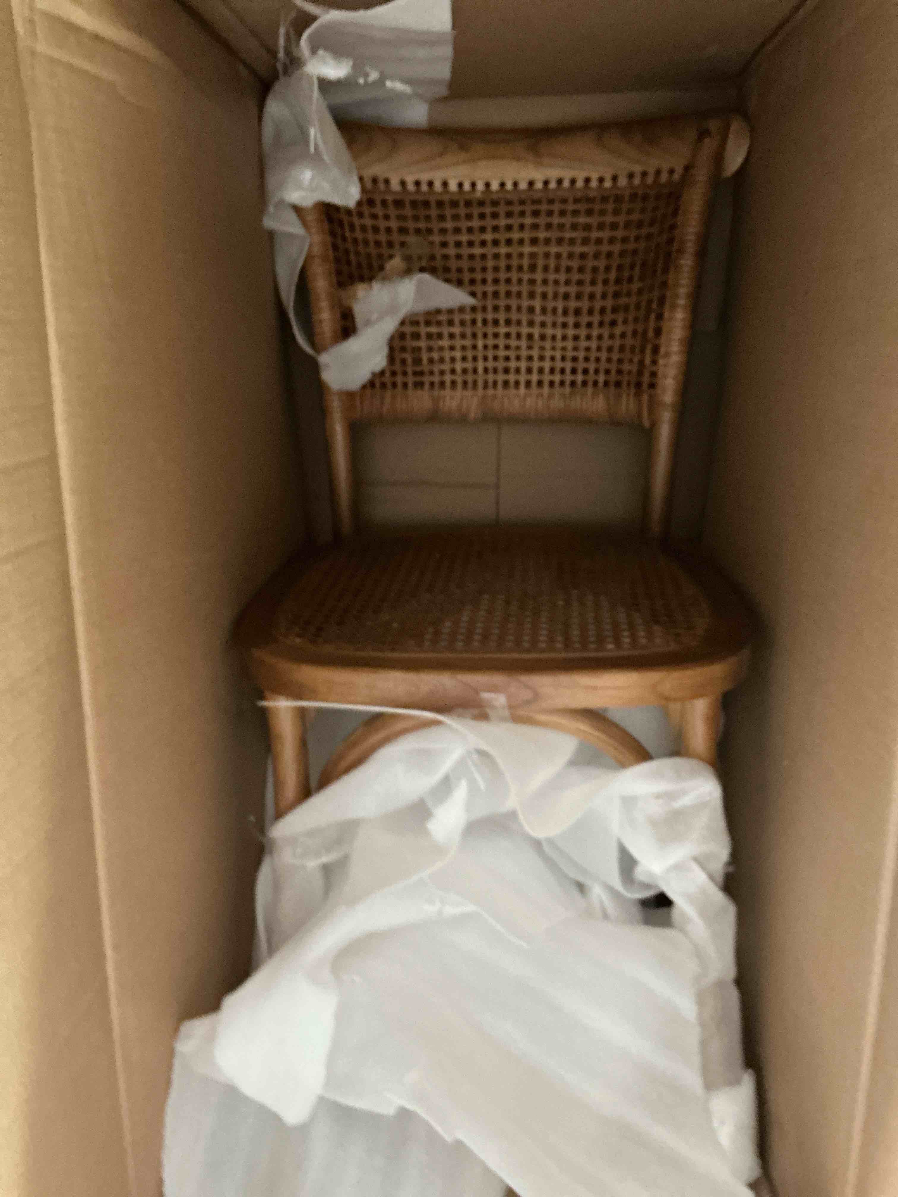 Condition photo showing New/Like New for moses kasi beige rattan cane dining side chair, natural no cushion