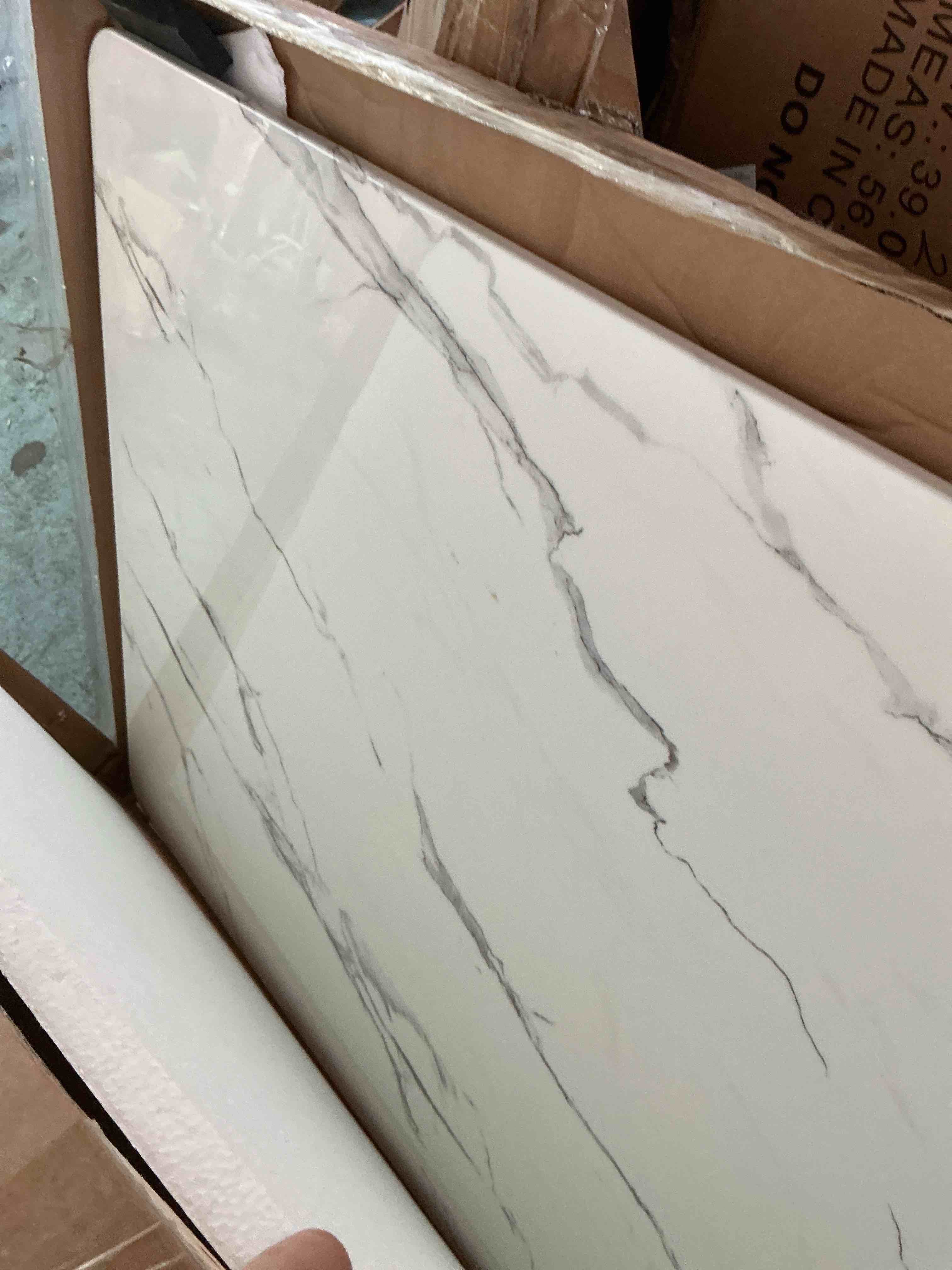 Condition photo showing New/Like New for rectangle table top,” white sintered stone tabletop, diy replacement & cover marble desktop, scratch & wear resistant, easy to clean, suitable for indoor & outdoor