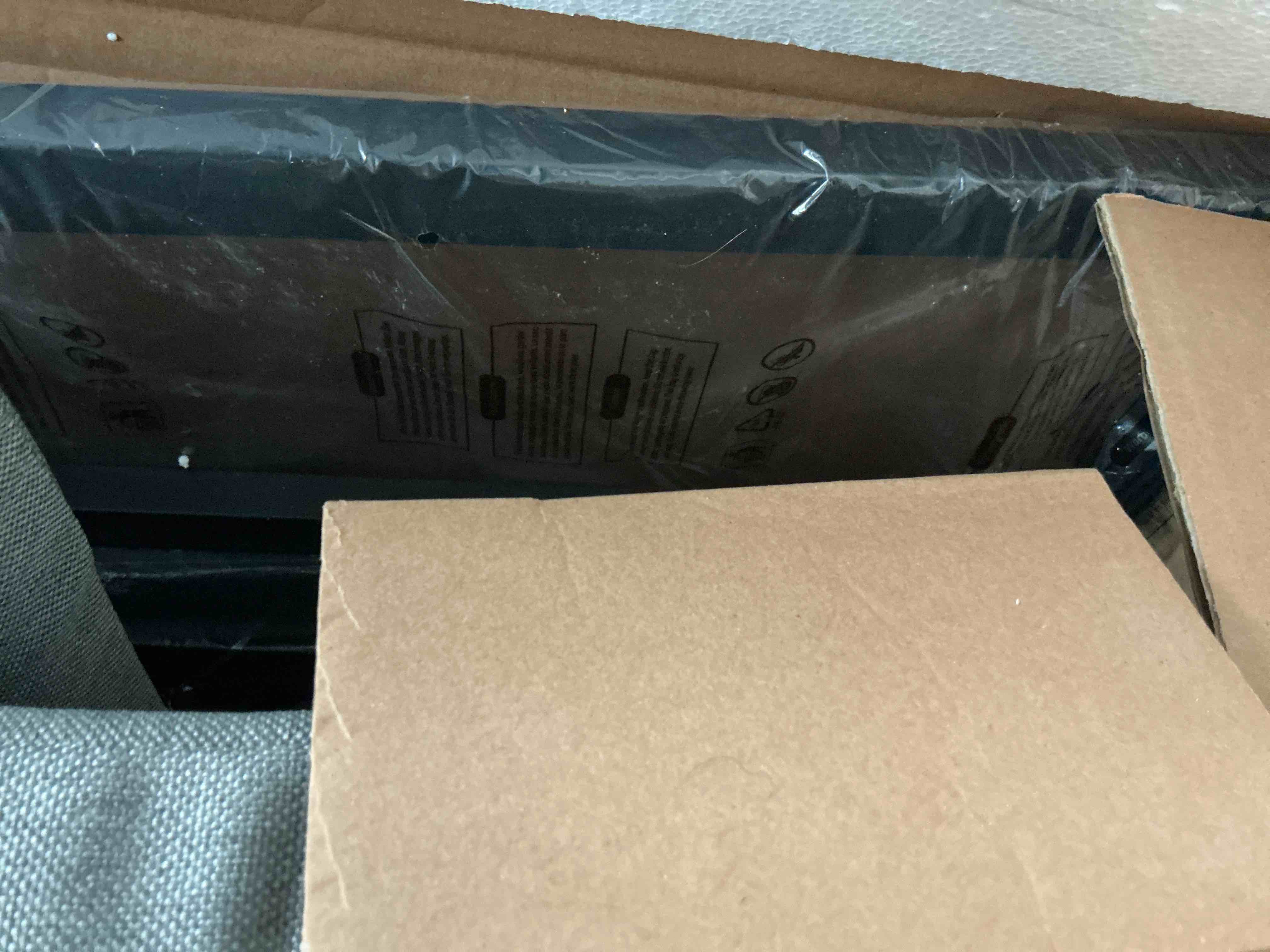 Condition photo showing Good Condition for liians full size bed frame with led lights, charging station | platform bed with grey upholstered headboard, 2-tier storage shelf, noise free, no box spring needed and similar, not exact