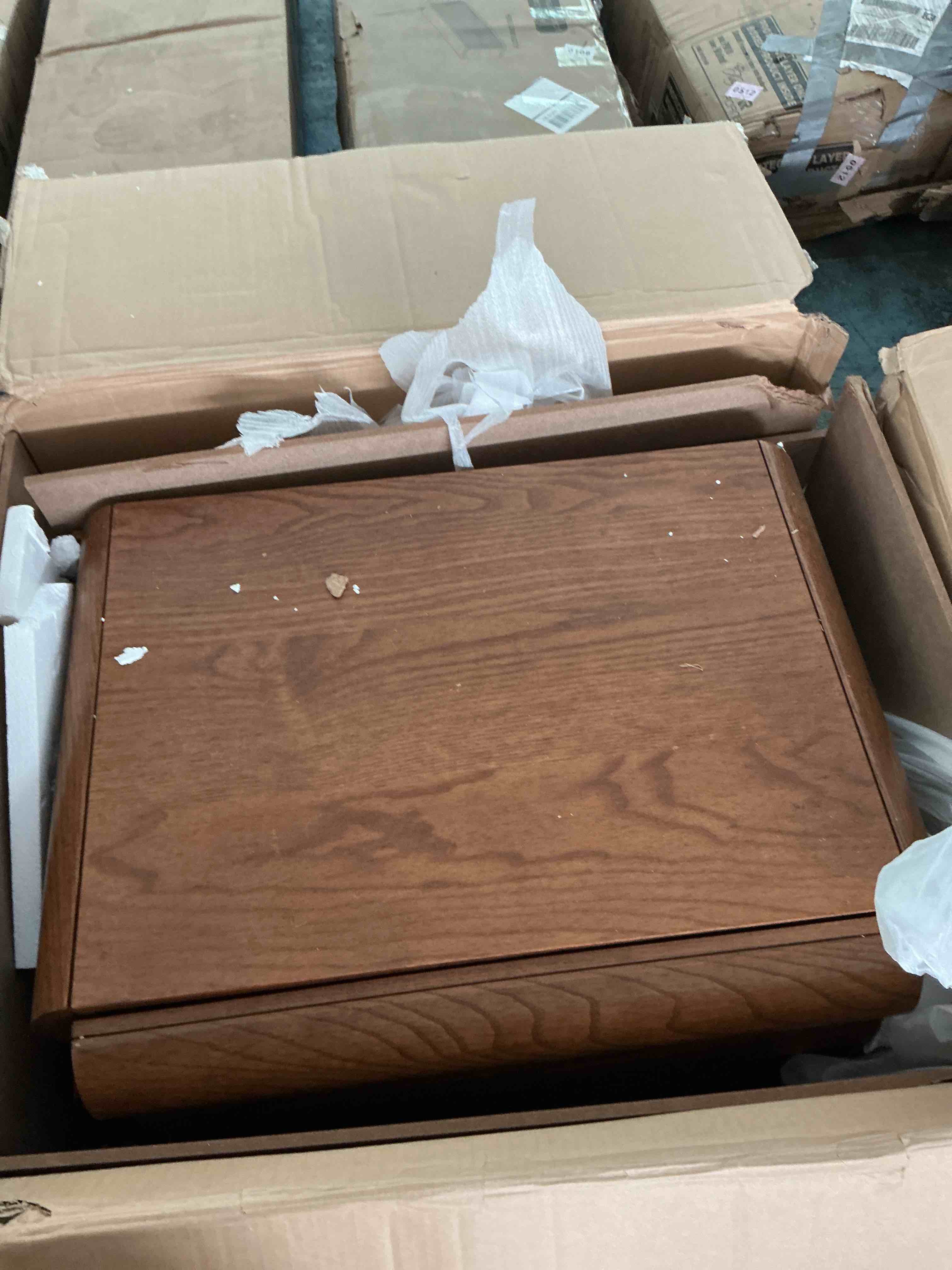 Condition photo showing New/Like New for meridian furniture, nightstand table, walnut 