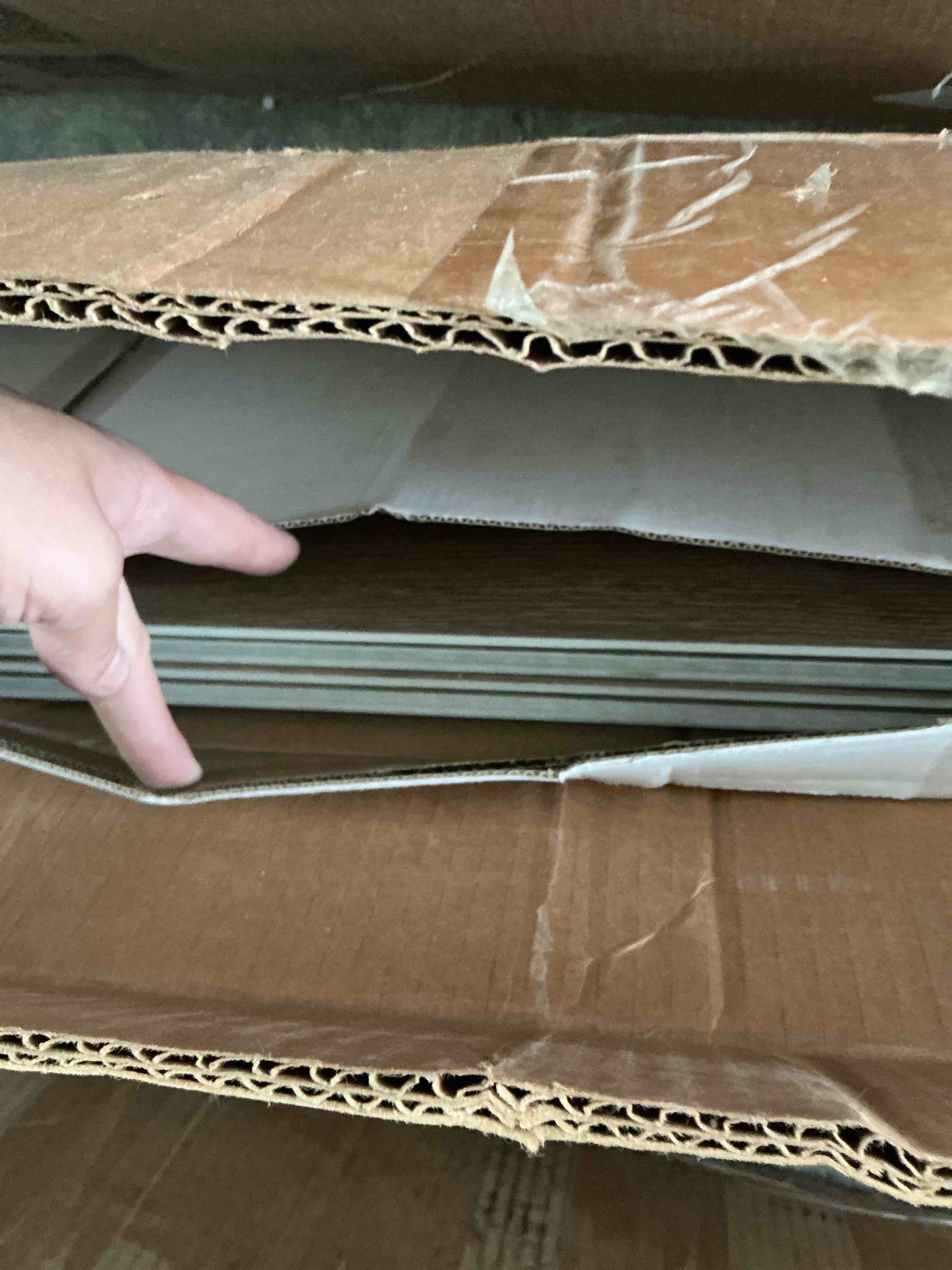 Condition photo showing Good Condition for allure wide plank luxury vinyl flooring, gingermisu maple 9" x 48", 7mm thick vinyl planks with click and lock installation, 1 box 20.06 sqft couple pieces chipped