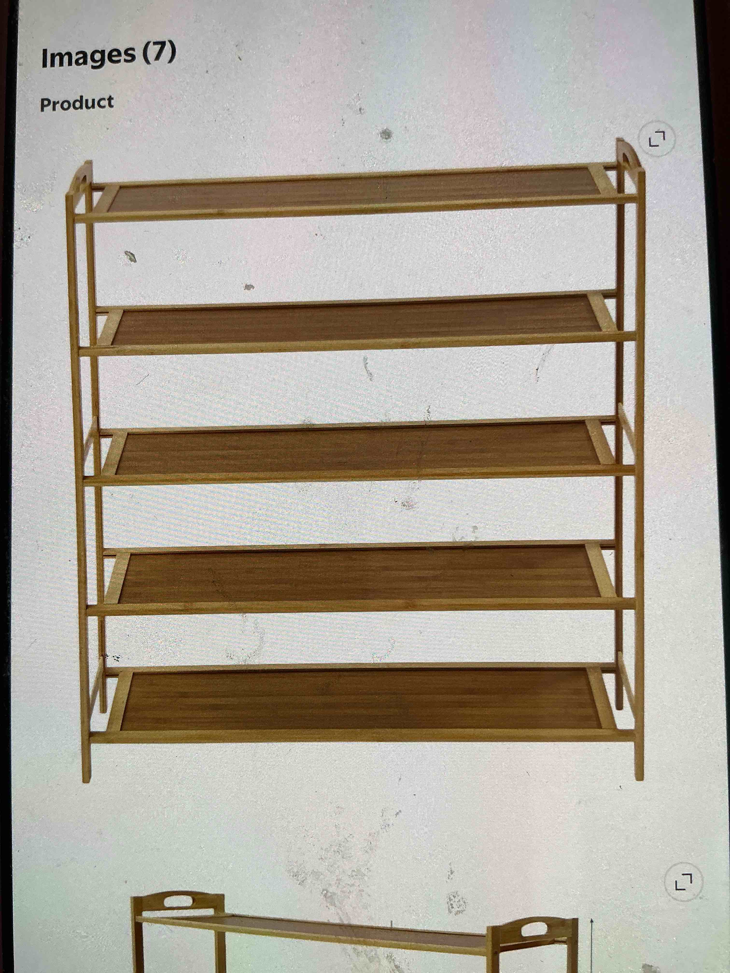Condition photo showing New/Like New for five tear shoe rack, entryway shoe sell holder storage home furniture wooden brown