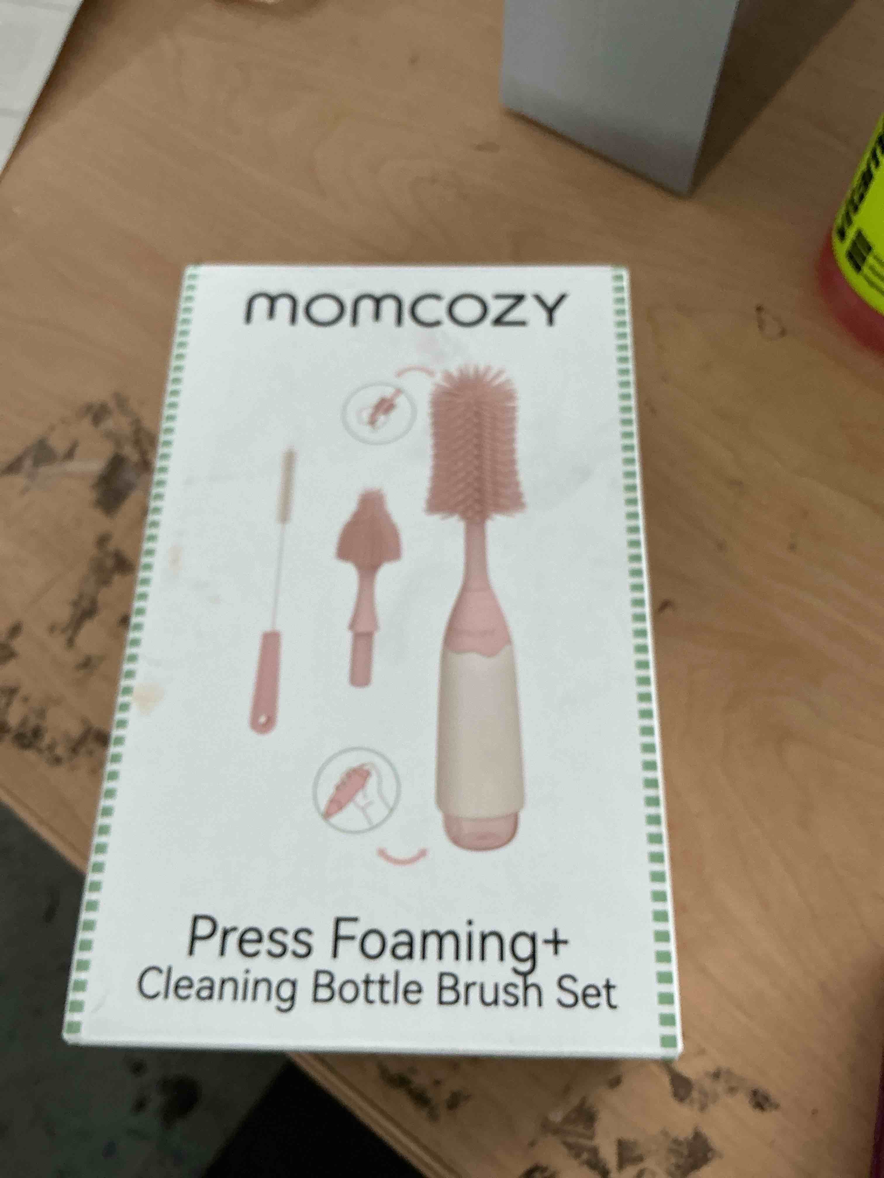 Condition photo showing New/Like New for momcozy bottle brush kit with push-press foam design - newborn essentials gift, portable cleaning tool for home & travel, baby bottle cleaner brush for breast pumps & nipples, pink press bubble style pink