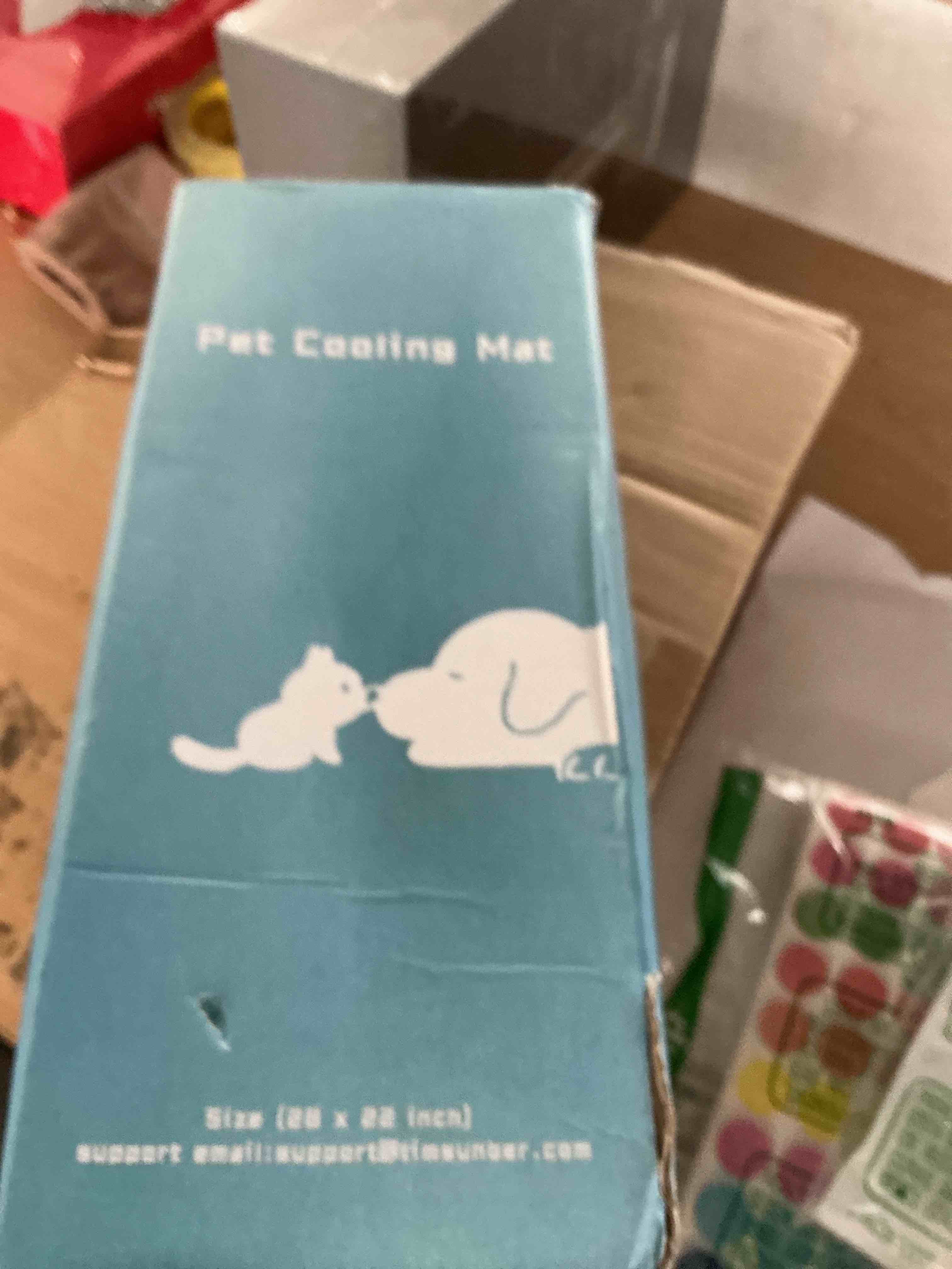 Condition photo showing New/Like New for dog cooling mat - instant cooling pet bed for dogs & cats, 6-12°f drop, non-toxic & machine washable, anti-slip bottom, cool mat for indoor & travel use light blue 28" x 22" light blue m (28" x 22")