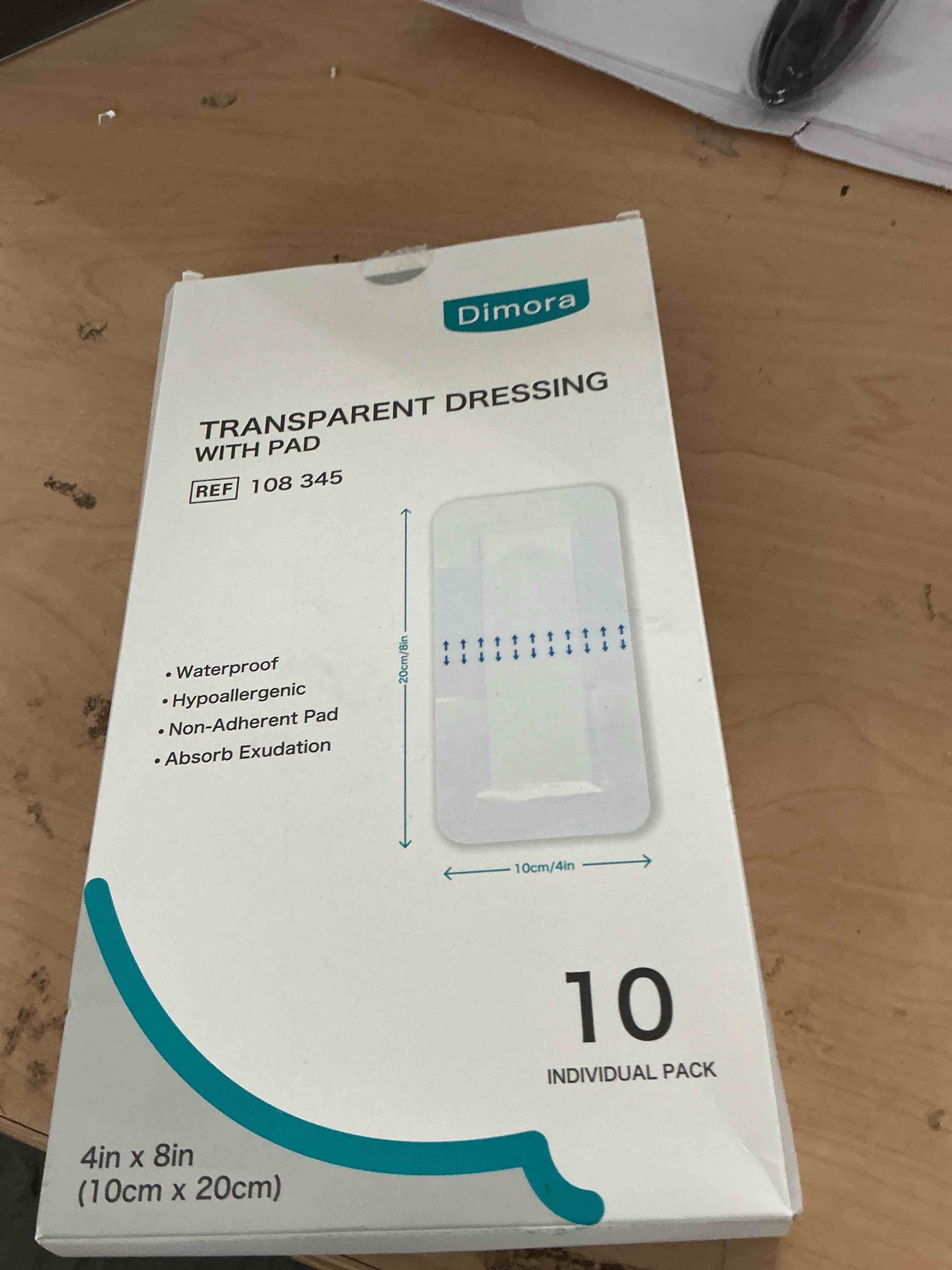 Condition photo showing New/Like New for dimora waterproof transparent film dressing with pad, large clear bandage tape for wound care, adhesive post surgical cover pad?for iv shield, tattoo aftercare, shower protector 4x8 inch 10 packs