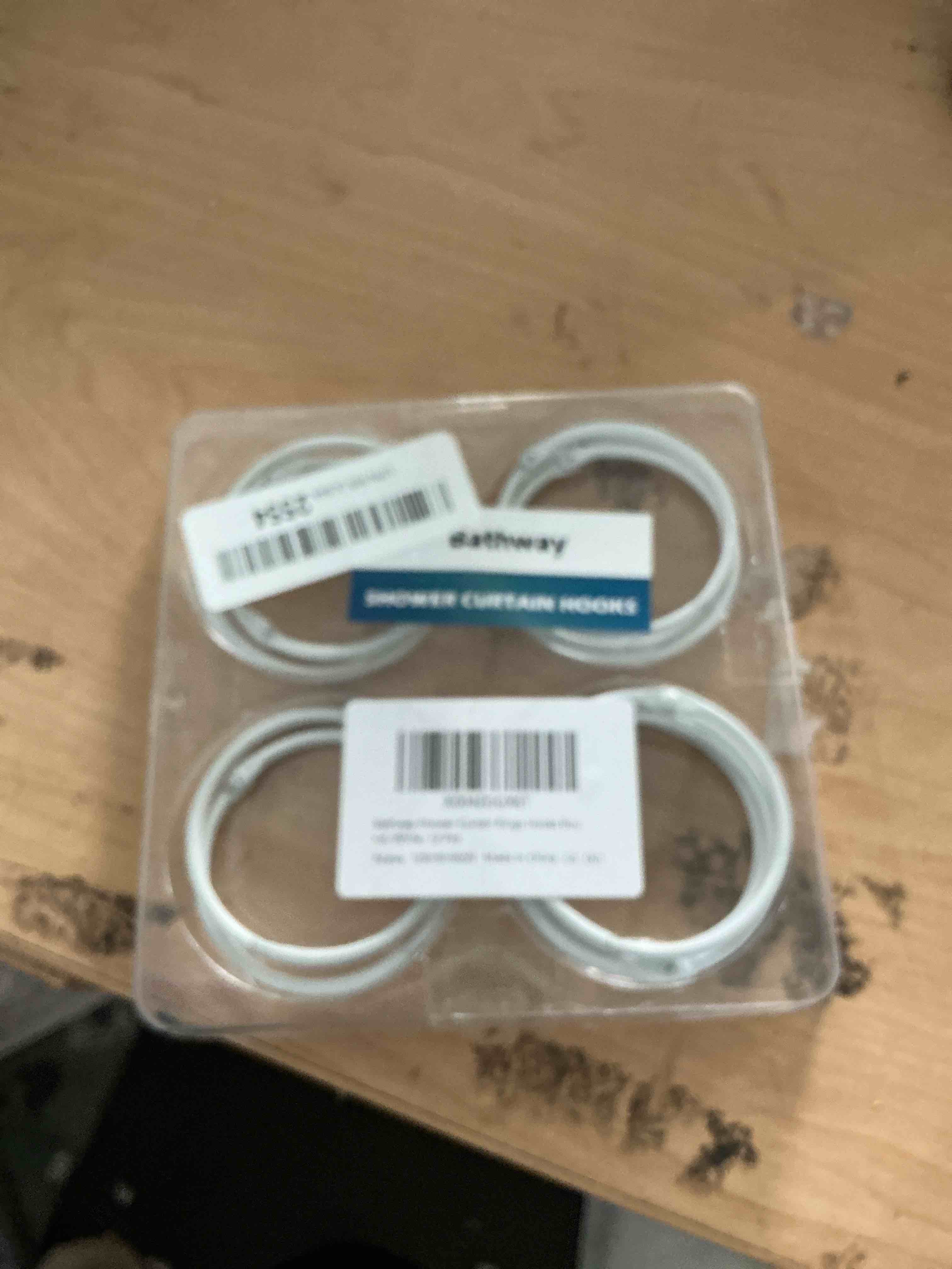Condition photo showing New/Like New for bathway anti-drop shower rings, 12 pcs metal rings for curtain rod, rust proof, white white classic round