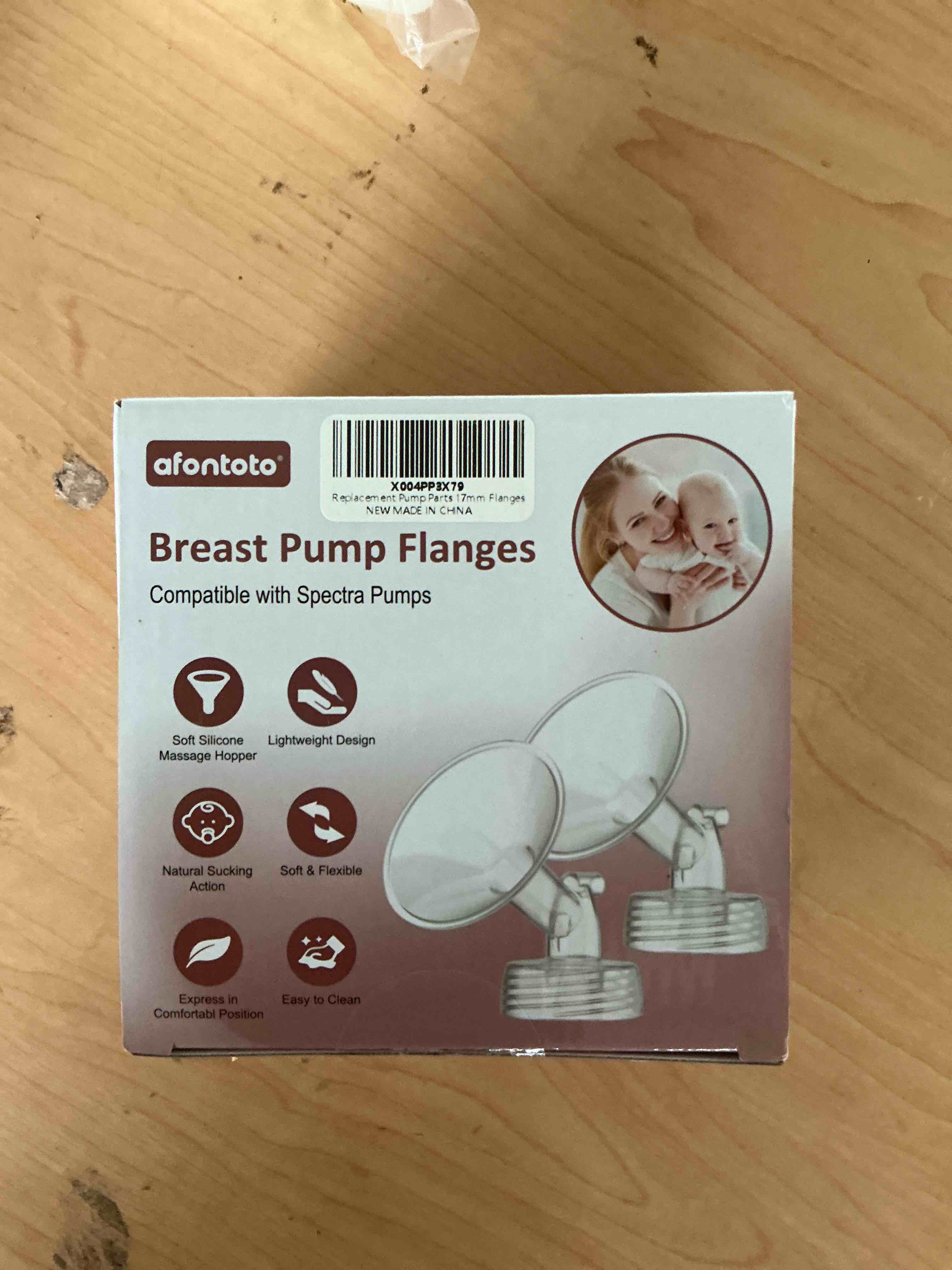 Condition photo showing New/Like New for 17mm flanges compatible with spectra s2 s1 9 plus synergy gold breastpump, not original spectra replacement pump parts, wide mouth flange accessories for elastic nipples work with backflow protector
