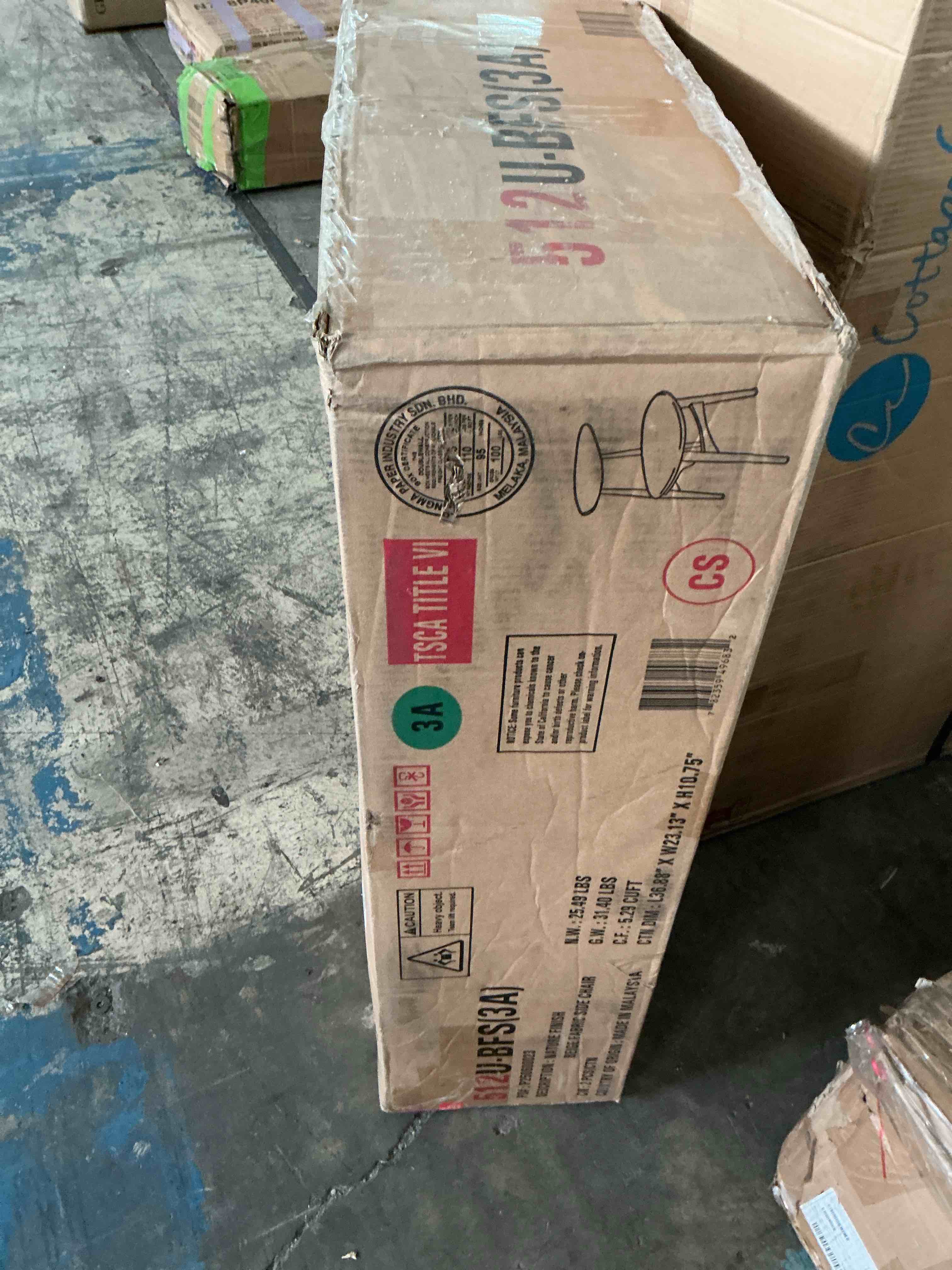 Condition photo showing New/Like New for chelsea lane mid century modern beige upholstered wood side chairs  set of 2  walnut finish box1/2
