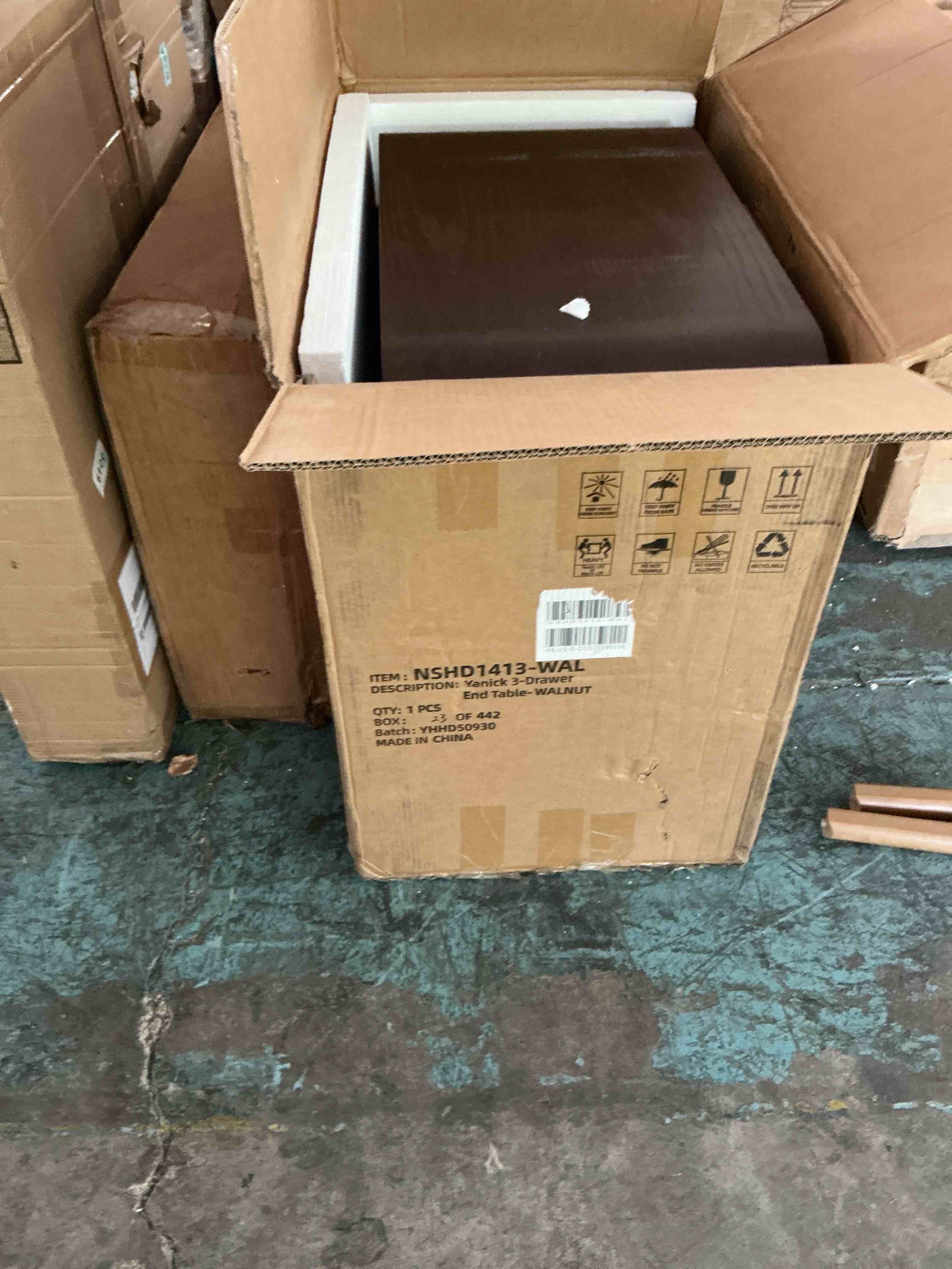 Condition photo showing New/Like New for yanick3 drawer and table walnut by wayfair