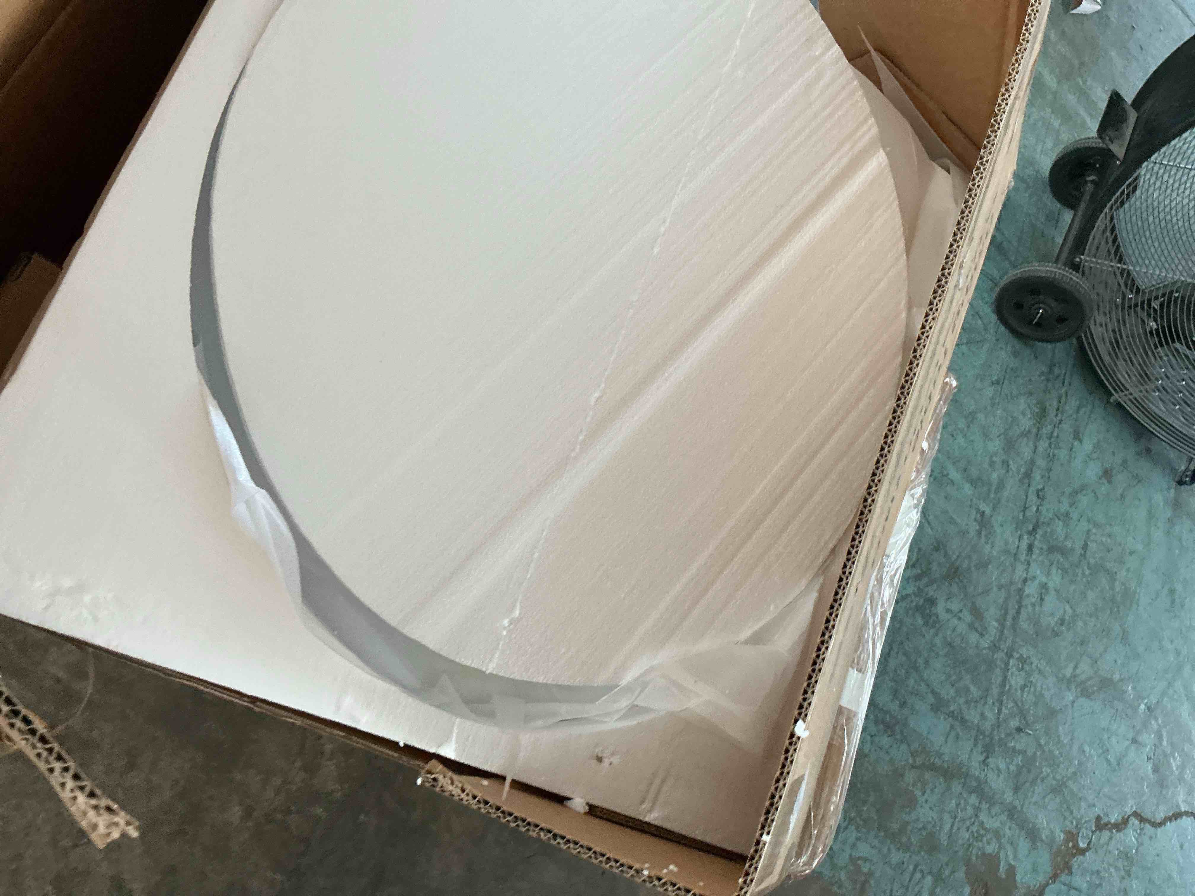 Condition photo showing New/Like New for whiteround dining table, 31.5" circle tulip table with thickened tabletop & metal pedestal, mid century modern bistro table for kitchen, small places, living room, cafe white