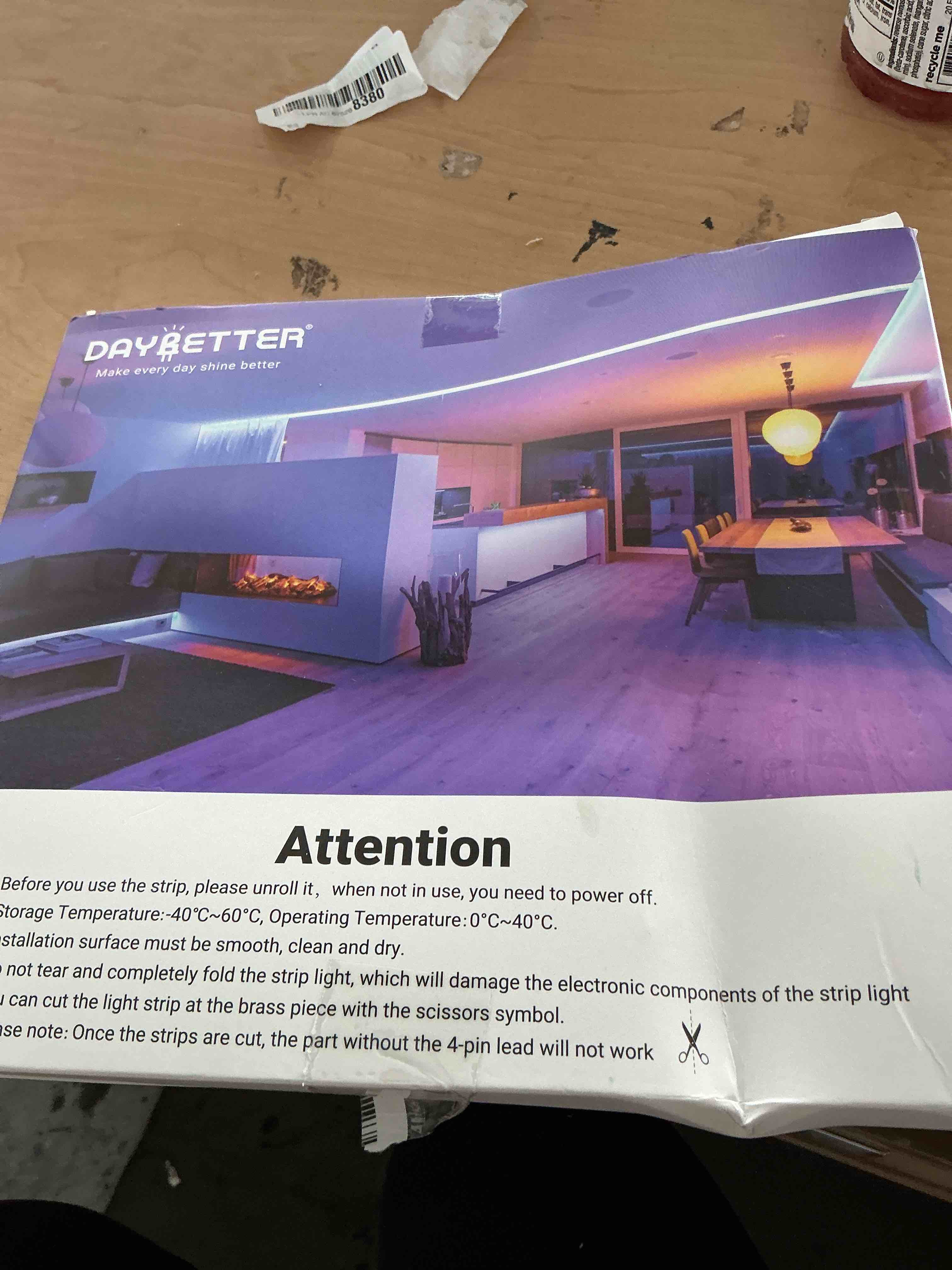 Condition photo showing New/Like New for daybetter led strip lights 100ft rgb lights strip for bedroom, desk, indoor room living room brithday gifts home decor with remote, 24v power supply